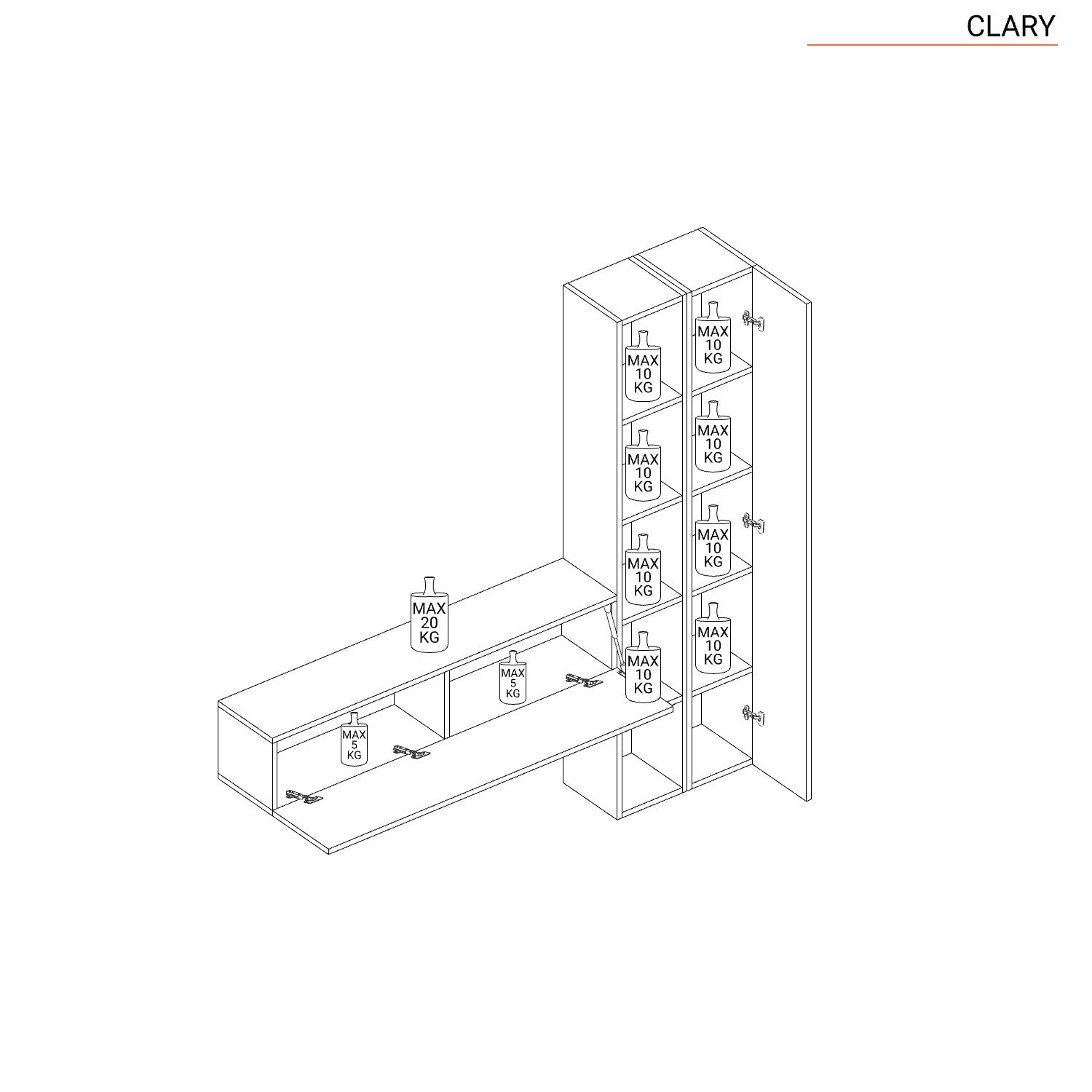 Mobile ingresso reversibile 166x186h cm 2 colonne e 2 cubi bianco lucido -  Clary