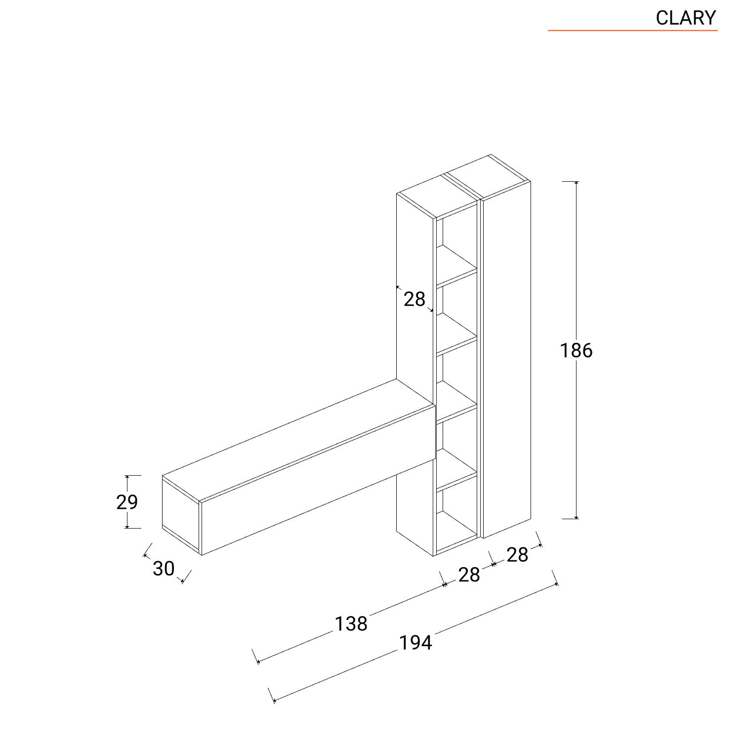 Mobile ingresso reversibile 194x186h cm 2 colonne mercure e