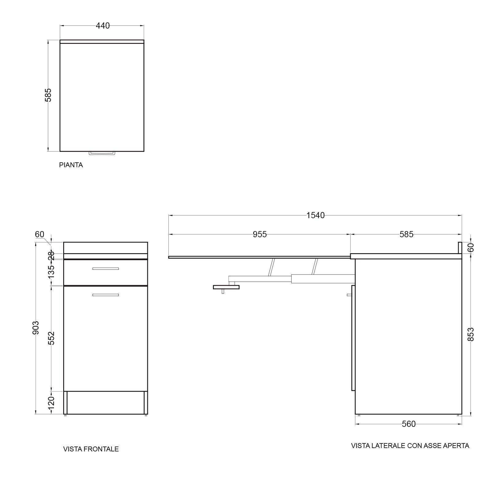 Mobile lavanderia Colavene con asse da stiro incluso estraibile 45x60x86h cm