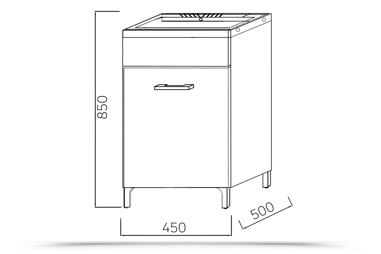 Mobile lavatoio in ceramica 45x50 vasca con strofinatoio integrato bianco  opaco