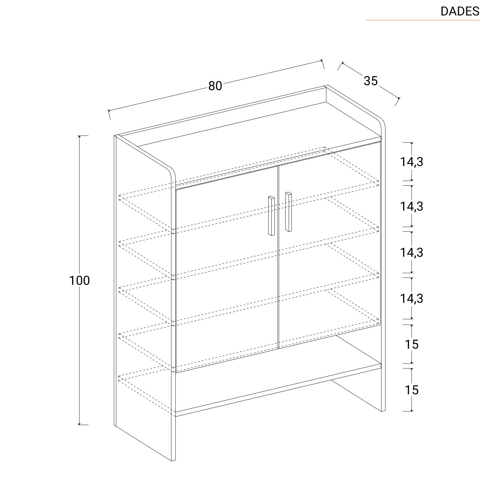 Mobile multiuso 80x100h cm in legno bianco opaco - Dades