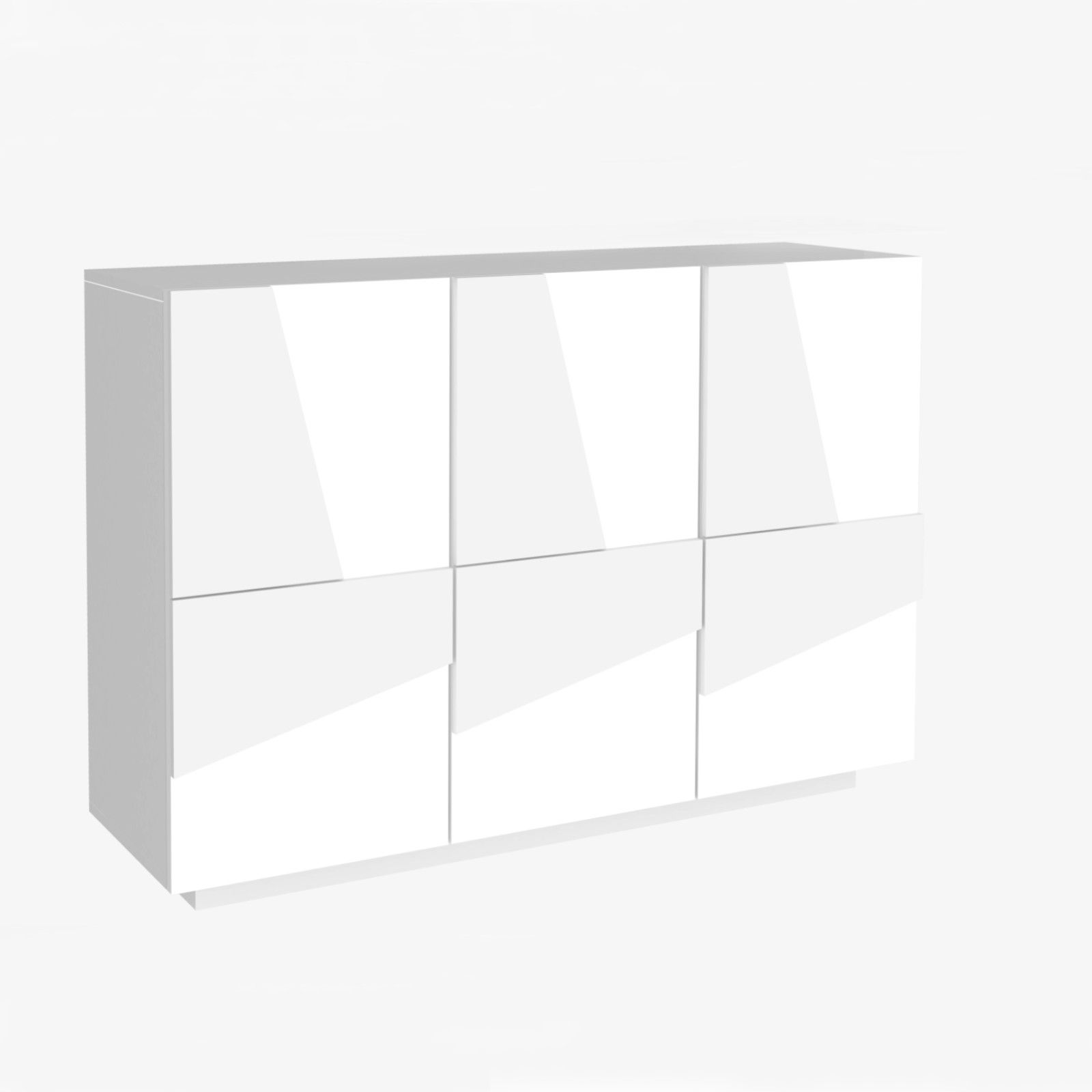 Madia 121x86h cm con 3 ante in legno bianco lucido - Sharps