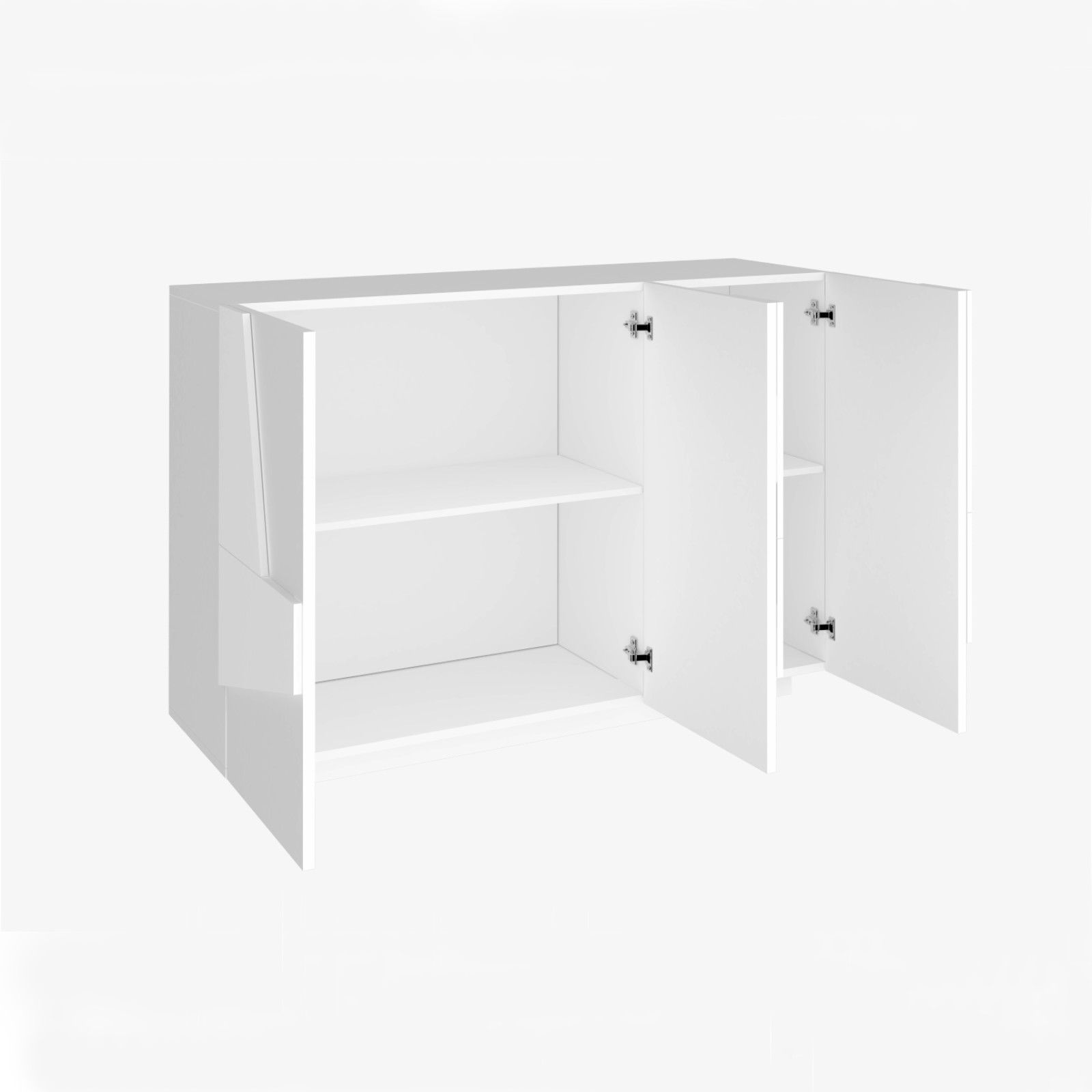 Madia 121x86h cm con 3 ante in legno bianco lucido - Sharps