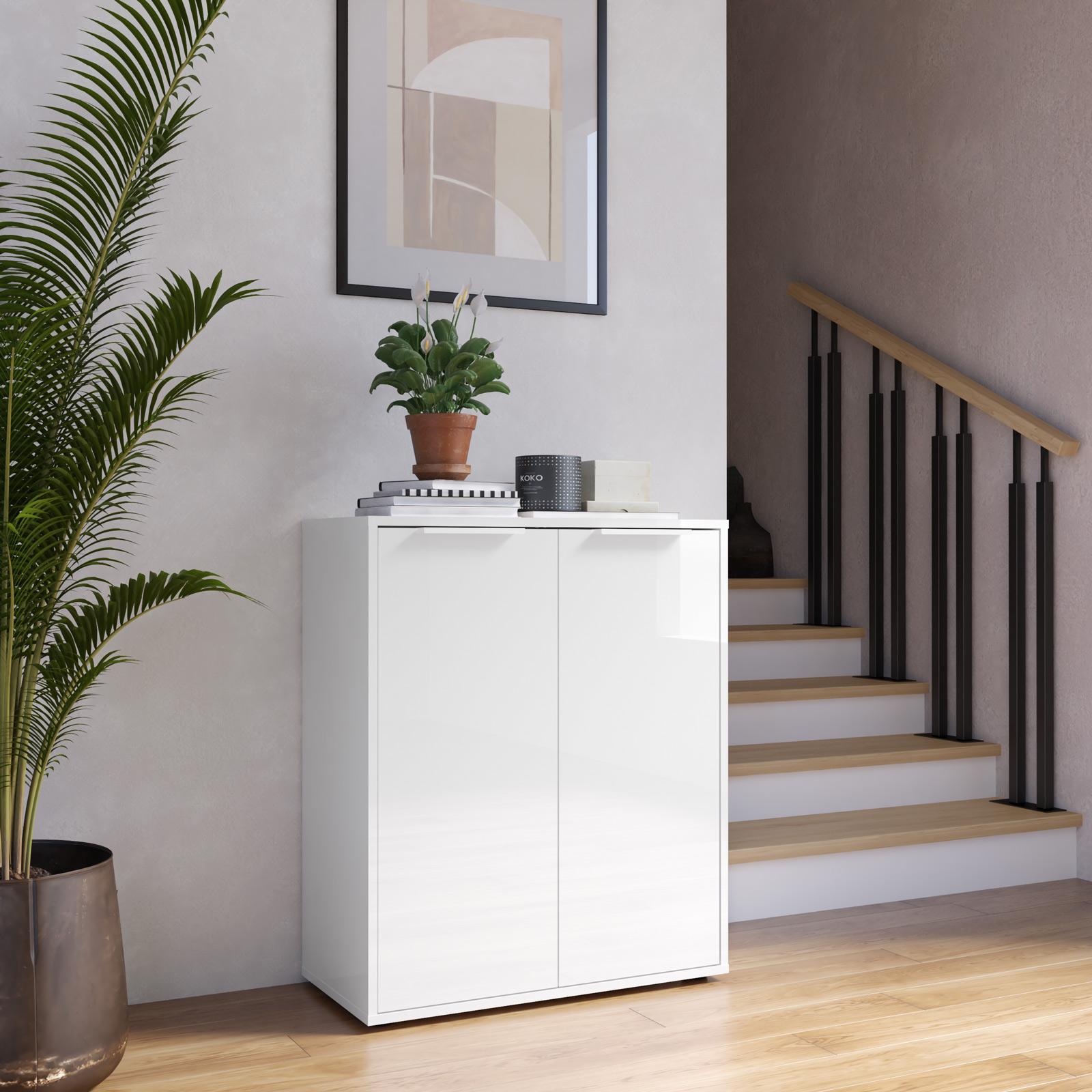 Mobile multiuso 72x87h cm bianco lucido con ante Delhi