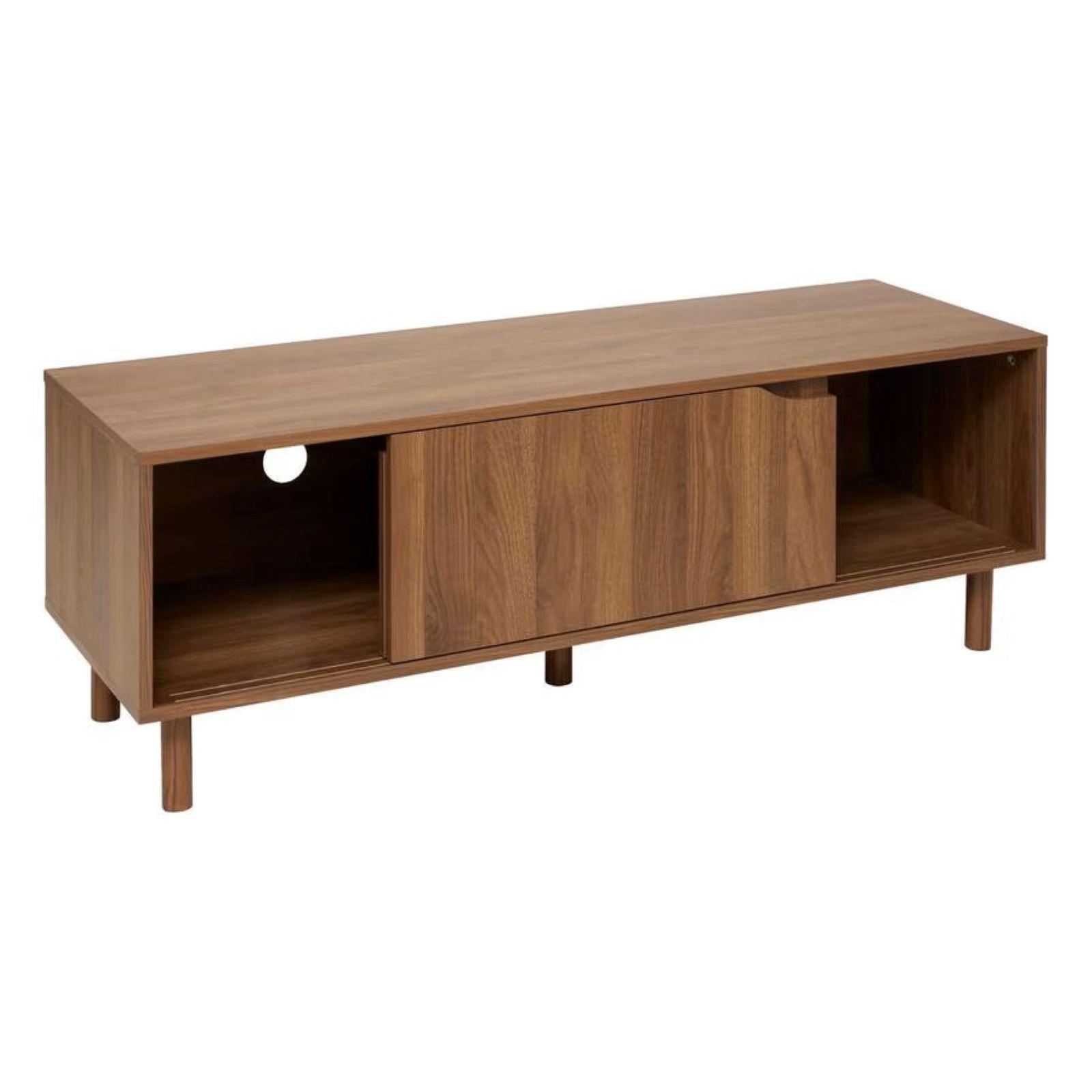 HOMCOM Mobile TV, Con 2 Ante, 2 Scomparti Aperti, Piedi In Acciaio 120x40x50cm Rovere~220r64fi1l001