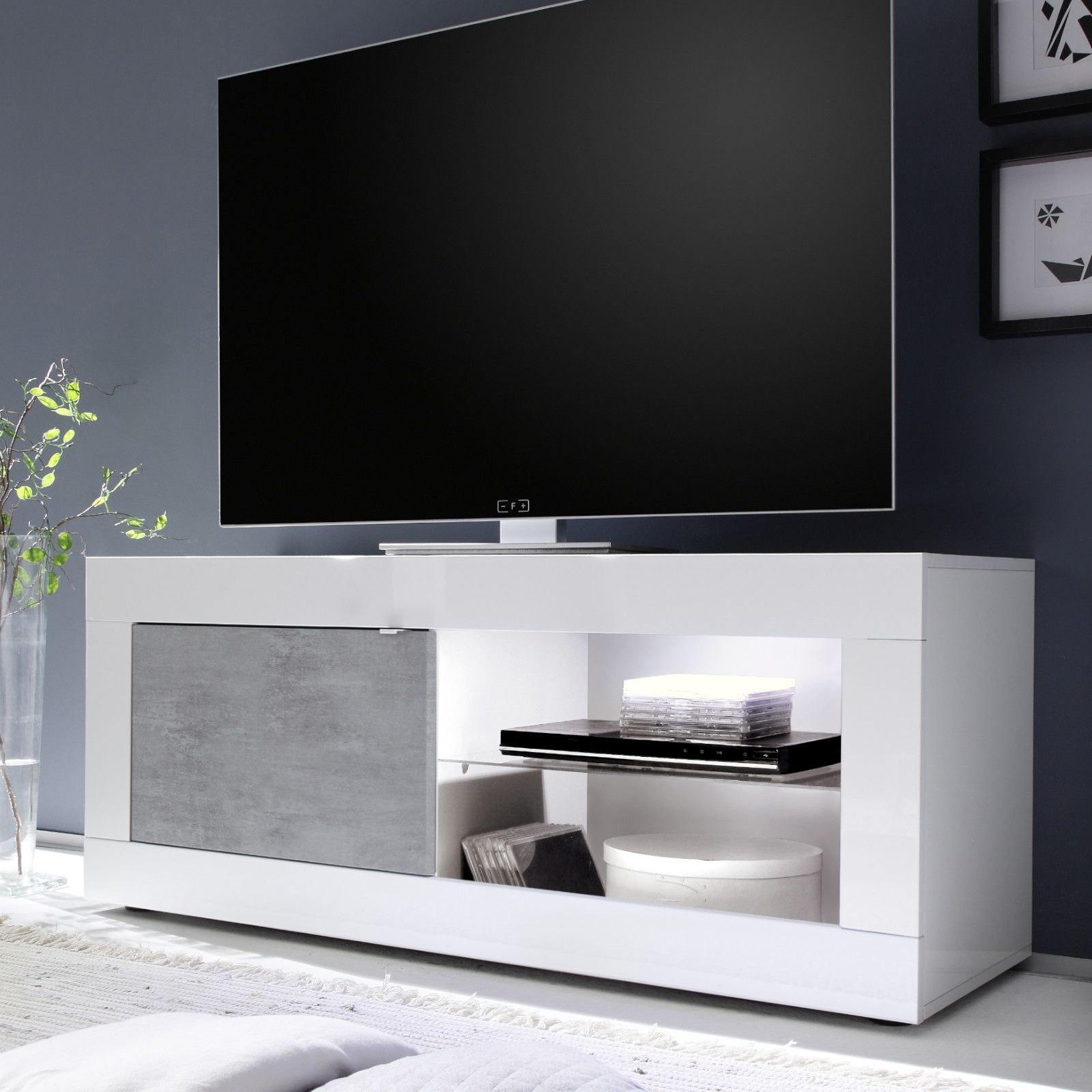 homiuse 180x35x40 cm Mobiletto Basso Mobili TV Soggiorno con 2 Ante e Luci  LED Arredamento Mobile TV Porta TV da Tavolo Soggiorno Mobiletto TV Grigio  Cemento Credenza in Truciolato : : Elettronica