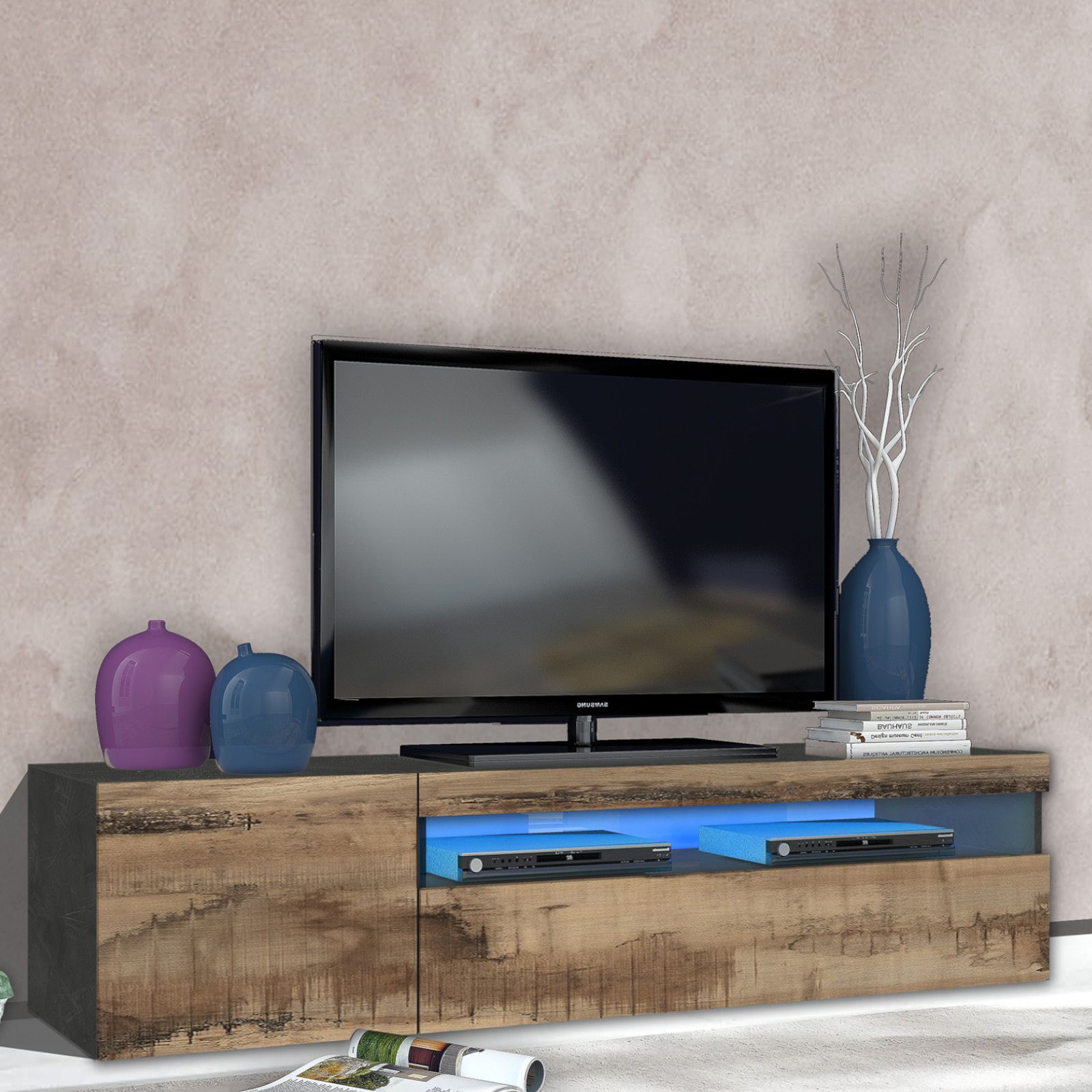 Basic: Porta tv Perché sceglierlo Dotato di 2 vani chiusi e uno a giorno  con ripiano centrale 6 combinazioni di colore disponibili Altezza ideale  per una corretta visione della tv La collezione