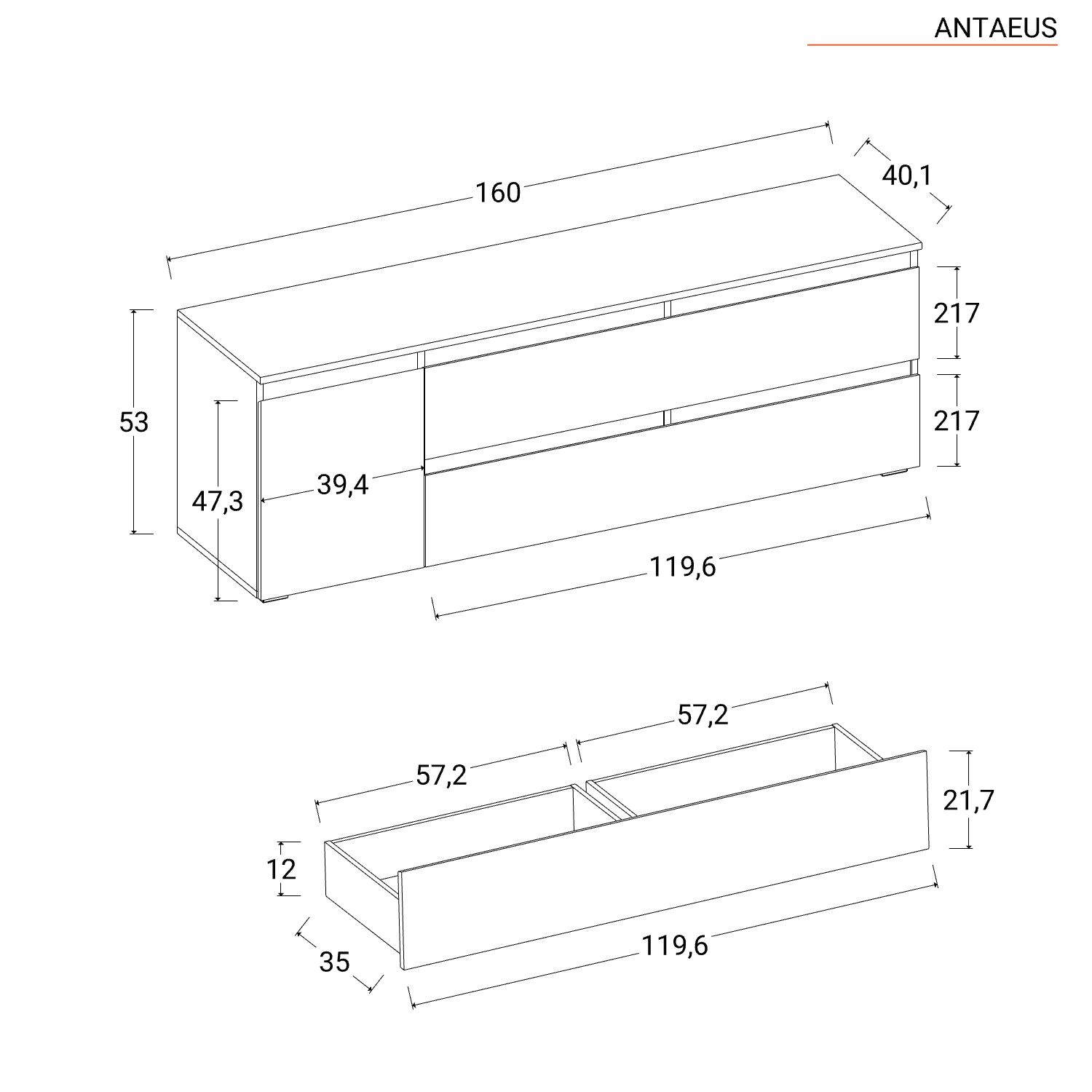 Mobile porta tv 160x55h cm effetto rovere miele con 1 anta e 2 cassetti -  Antaeus