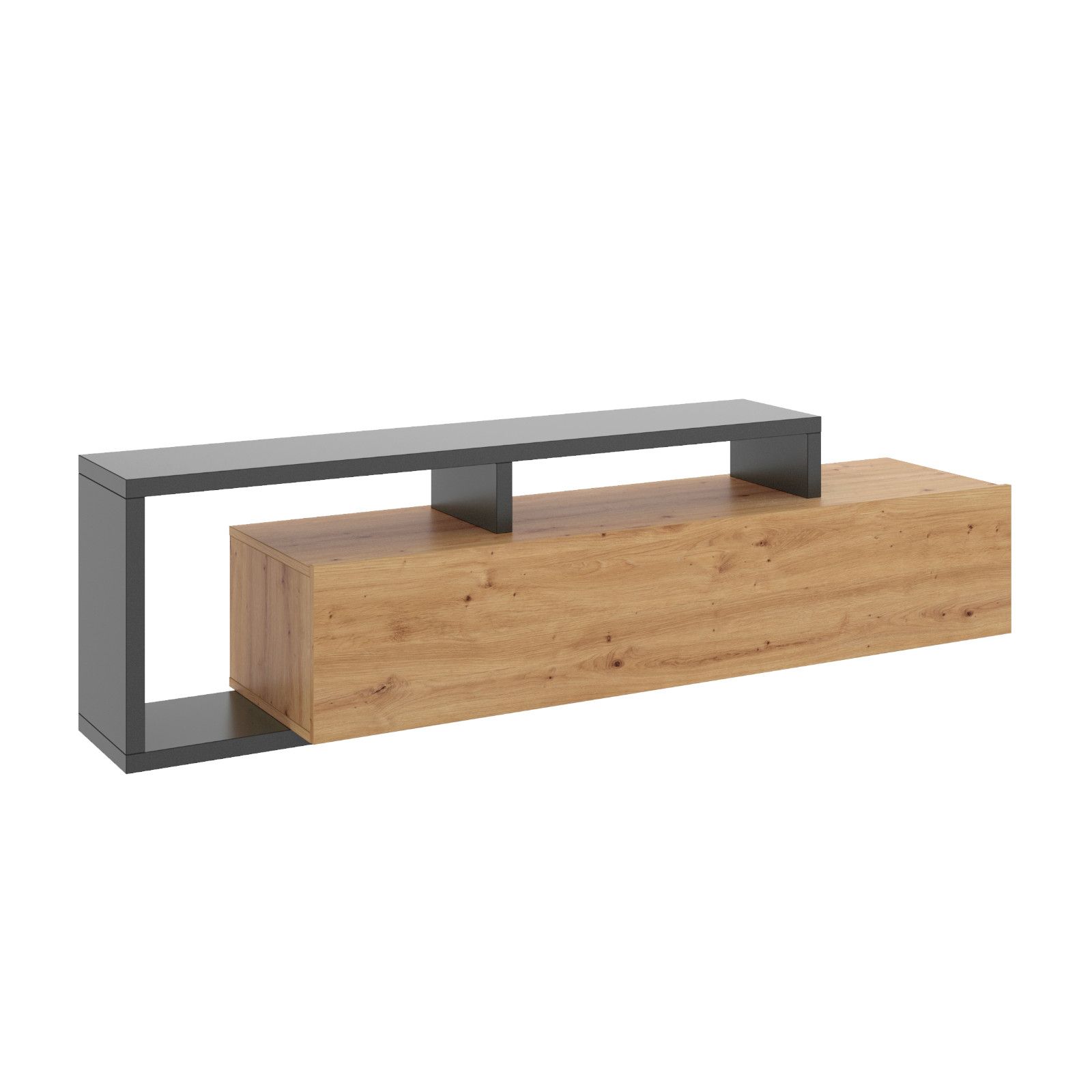 Mobile porta TV 165 cm in legno rovere nordico e grafite - Maril