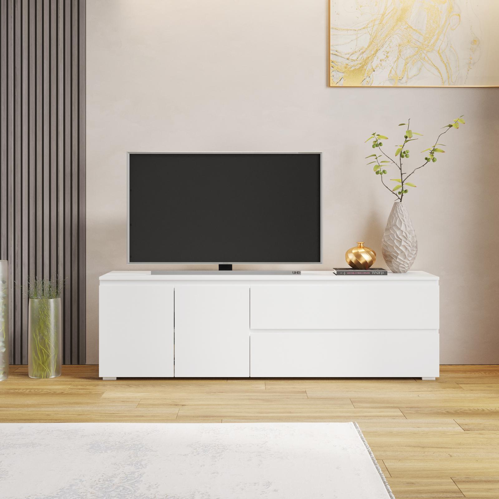 yb-kn様 Mobile porta tv 180x55h cm bianco con 2 ante e 2 cassetti - Jules