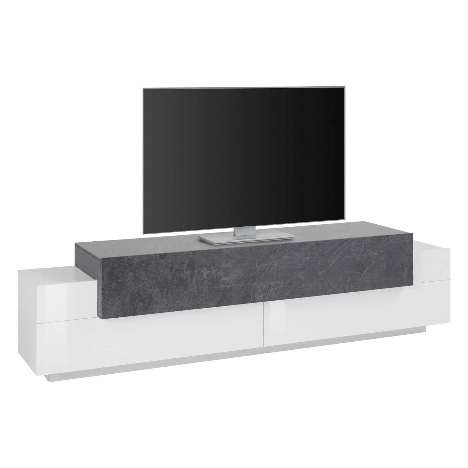 MiCasa Italia. Mobile Porta TV Bianco Lucido 100x35x55 cm in Legno  Multistrato