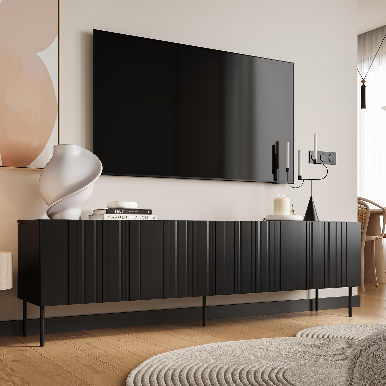 Mobile TV Sospeso Vladon Lana 140 Cm – Nero Opaco E Grafite, 3 Scomparti, Made In Germany