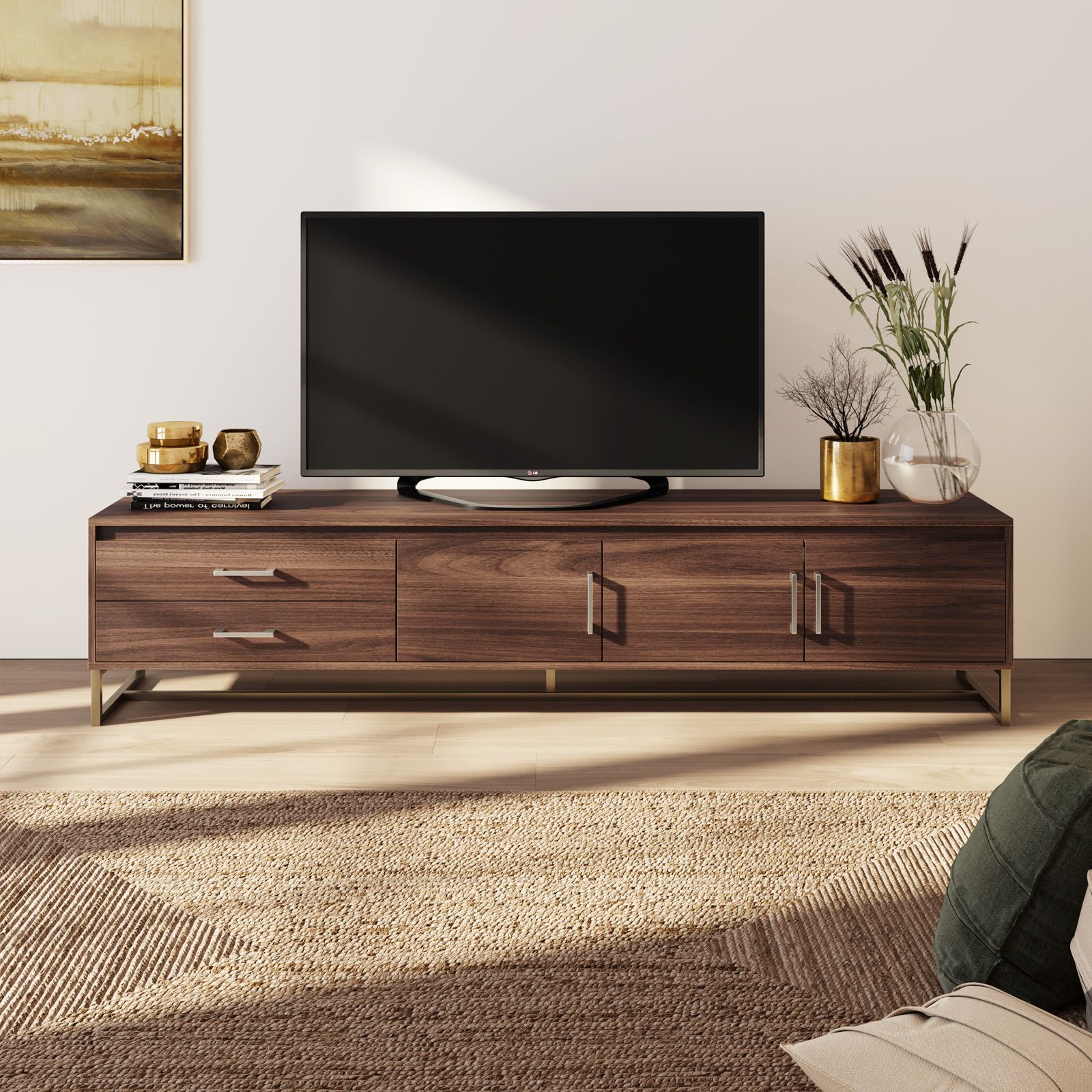 Mobile porta TV con Ruote in Legno Moderno Elegante vari colori