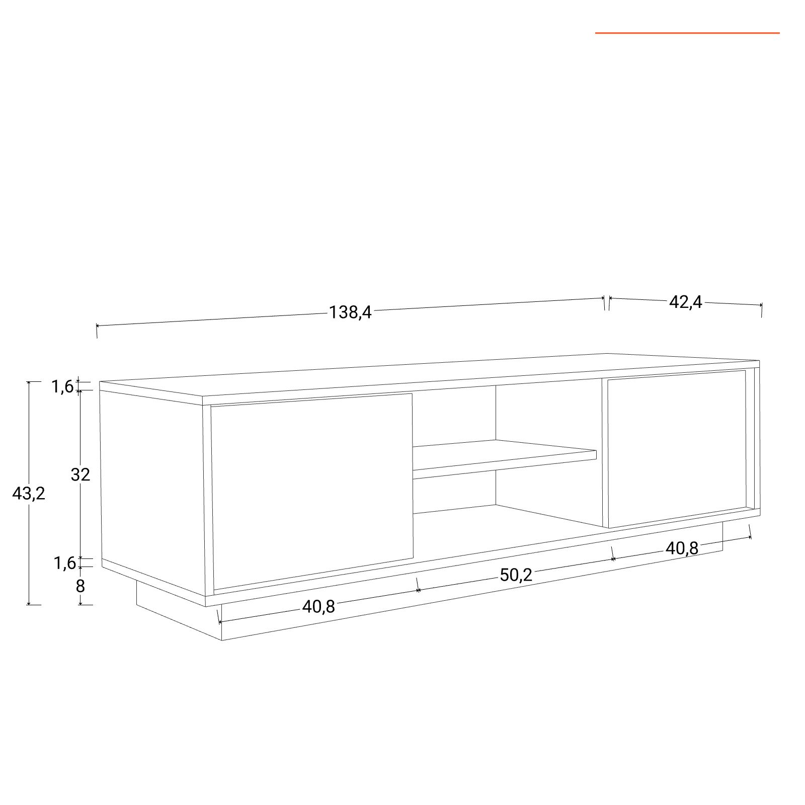 Mobile porta tv 190 cm con due ante in legno bianco lucido - Arli