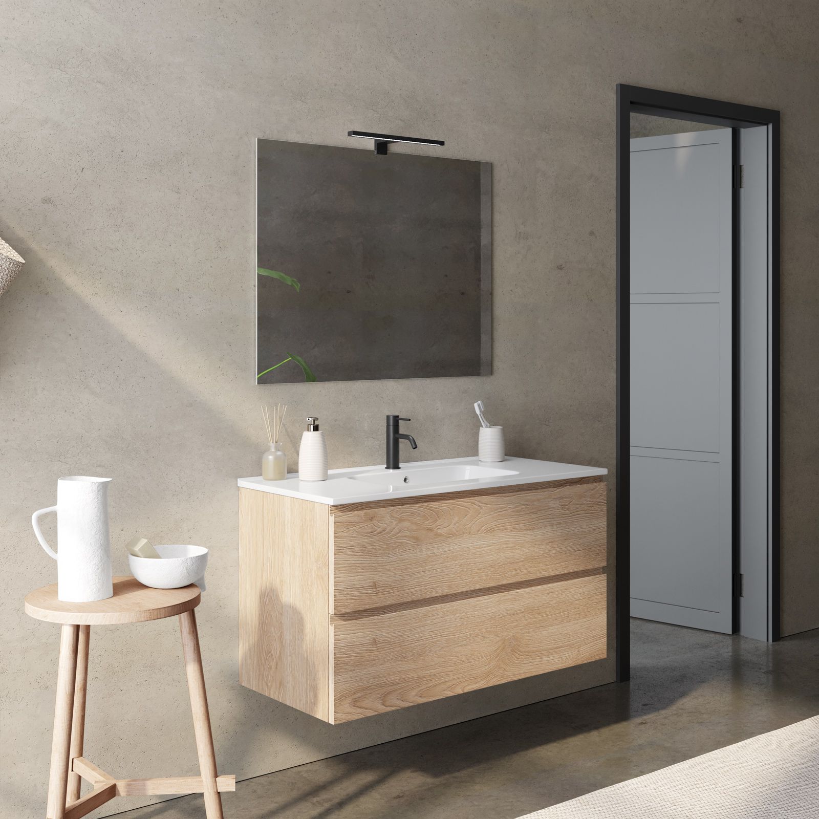 Vicco Mobile bagno alto Nino, Bianco/Rovere artigianale, 39.2 x