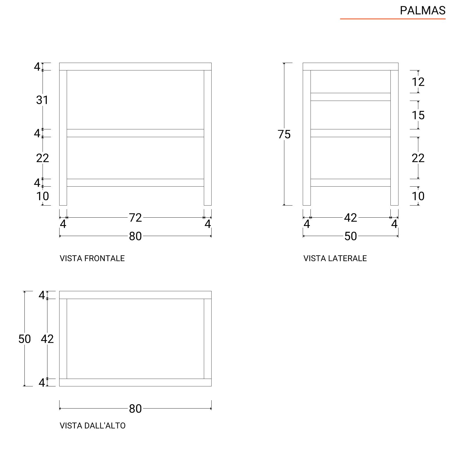 Mobile sottolavabo 120 cm in legno teak doppio ripiano - Palmas