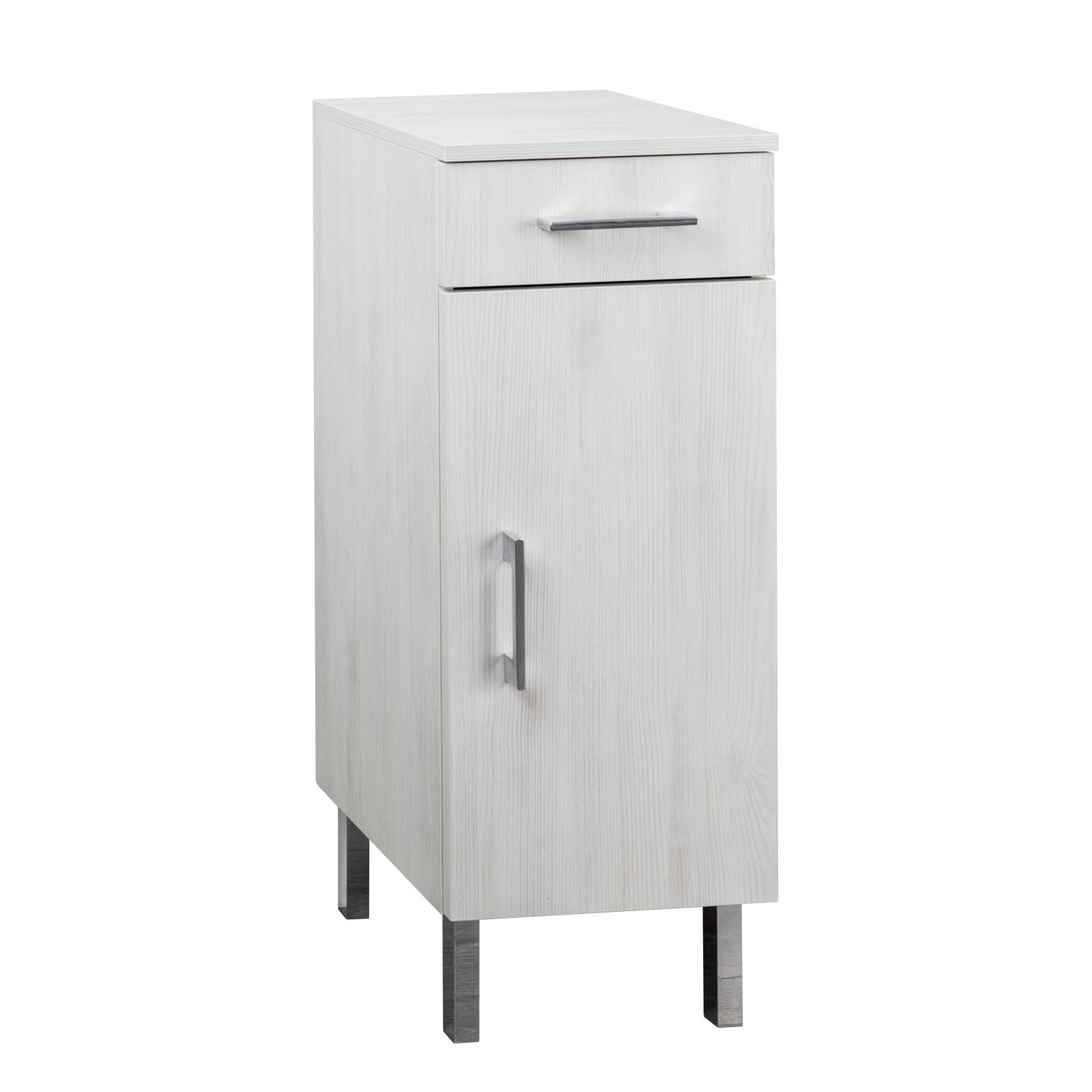 Mobiletto da bagno o lavanderia 32 x 84 cm 1 anta 1 cassetto bianco effetto  legno