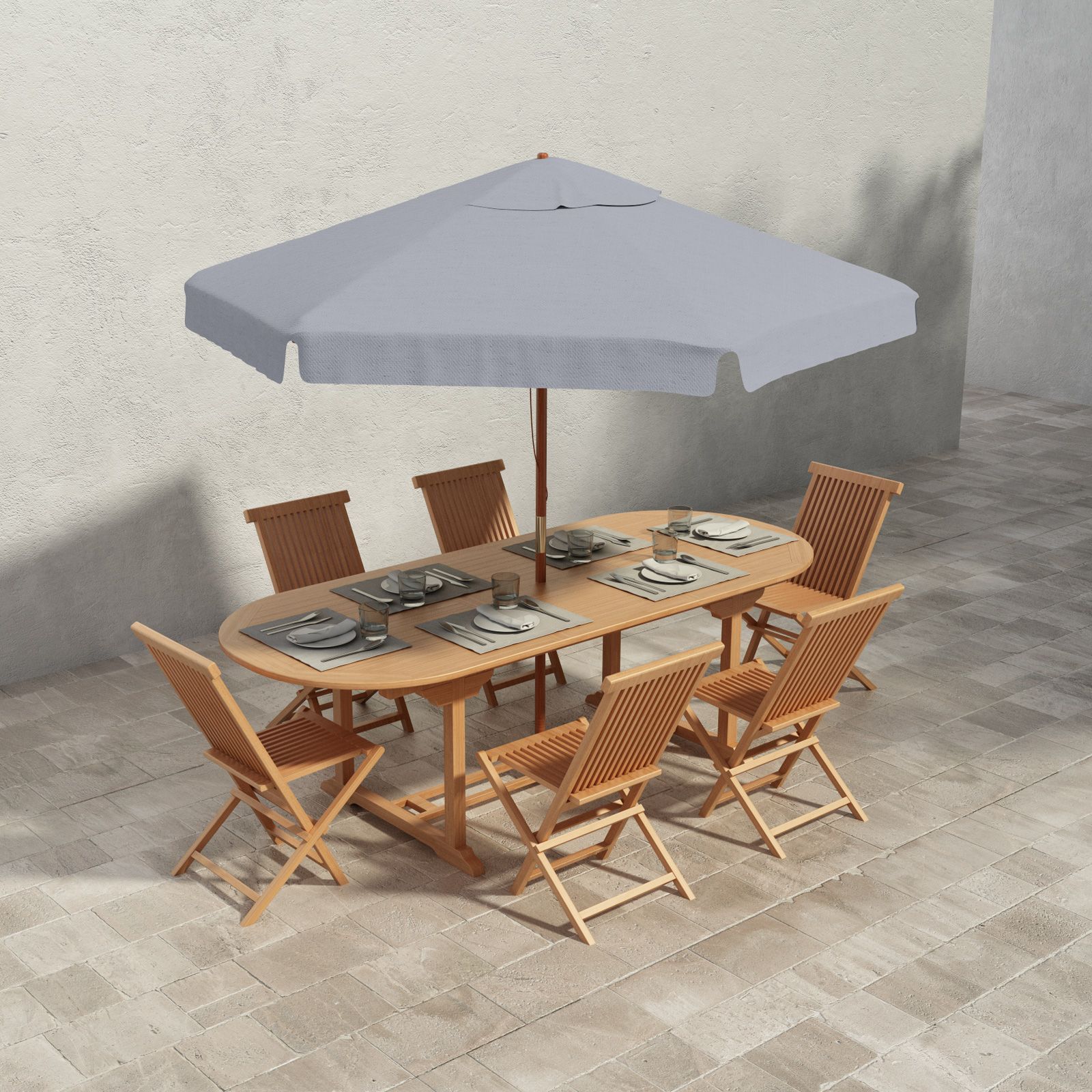 HAPPYGRILL Ombrellone Da Giardino 2,7 Mt, Rotondo, Con Manovella E Inclinazione, 18 Stecche In Fibra Di Vetro, Resistente Al Vento, Antracite/Marrone - 4
