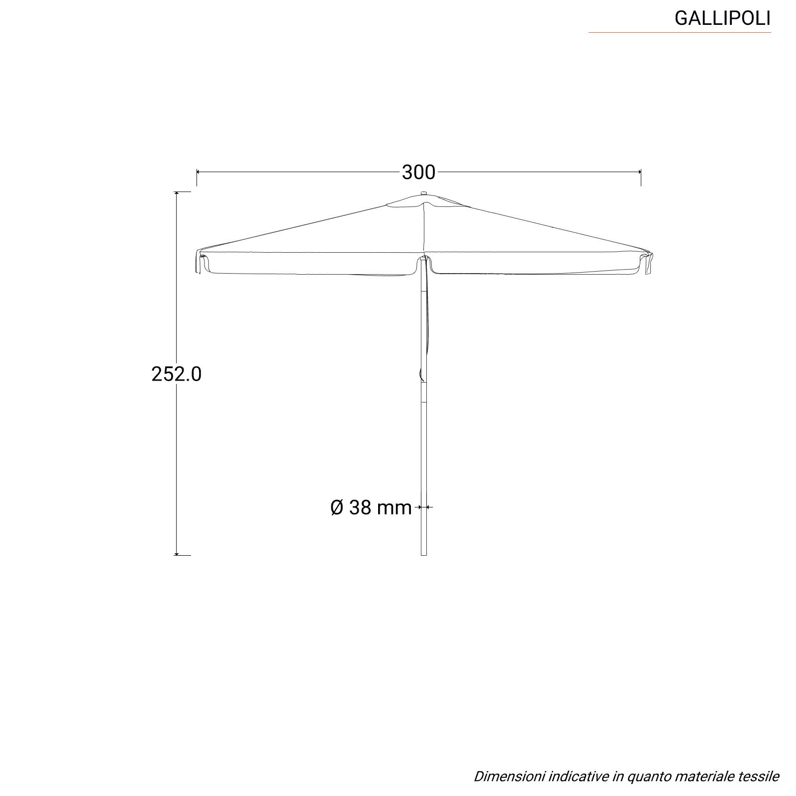 Ombrellone da giardino 2x3 m palo centrale telo ecrù con volant