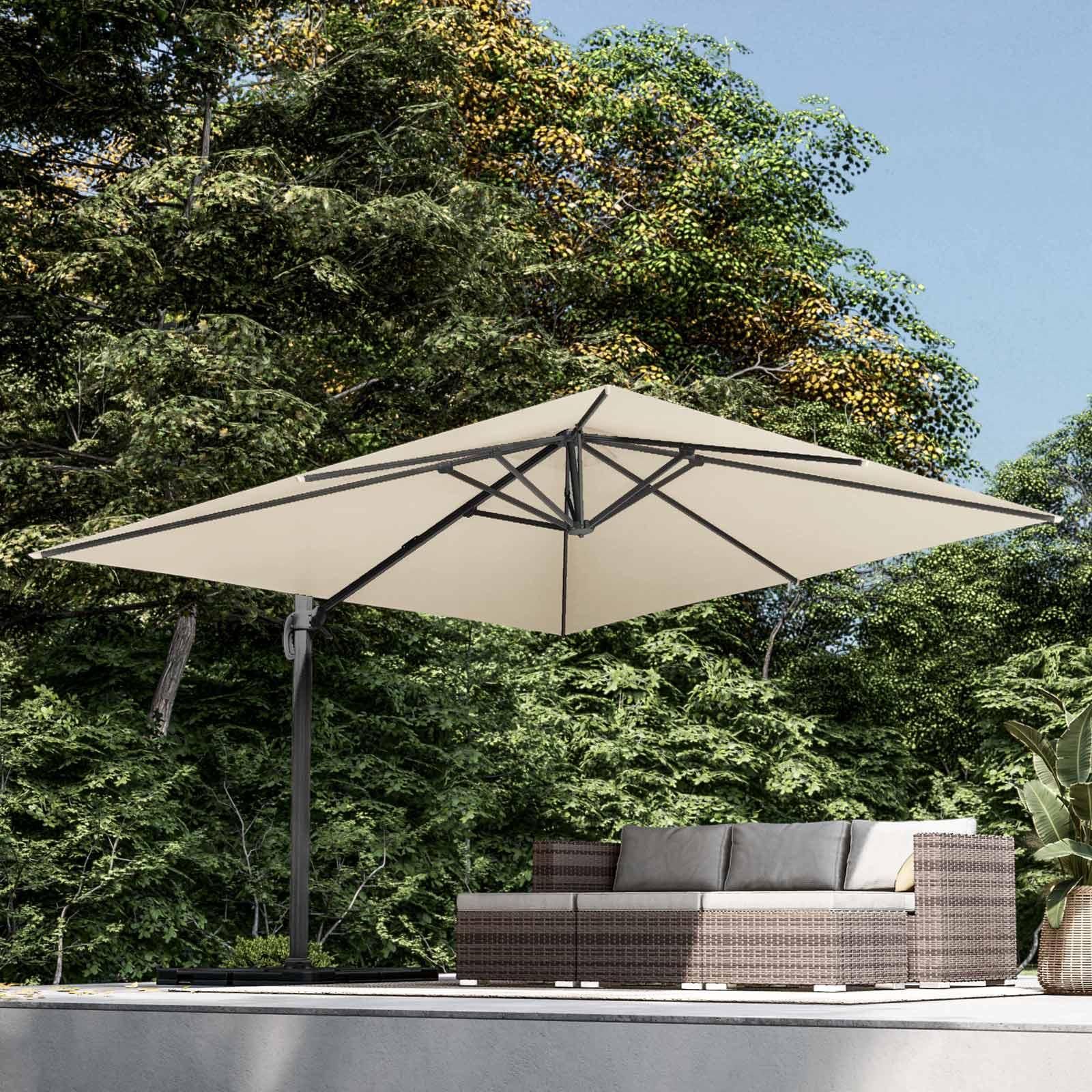 Derby Ravenna AX 330 Ombrellone Da Giardino Rotondo – Ø330cm, Inclinabile 7 Posizioni, Girevole 360°, Base A Croce