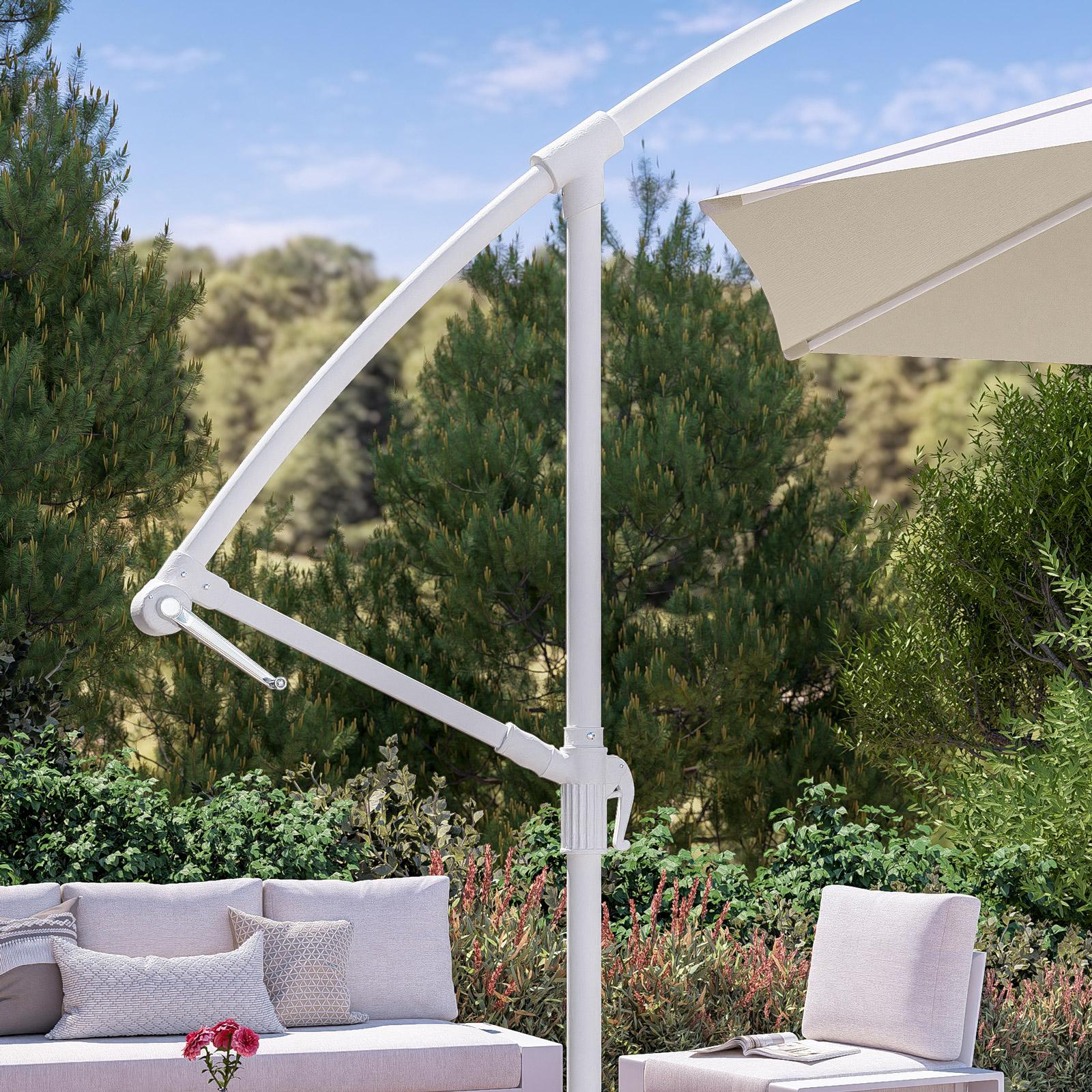 Best Choice Products Ombrellone Tondo Da Giardino 2,3m - Telaio In Acciaio, Poliestere Resistente, Con Manovella E Inclinazione, Per Esterno E Tavolo Da Mercato