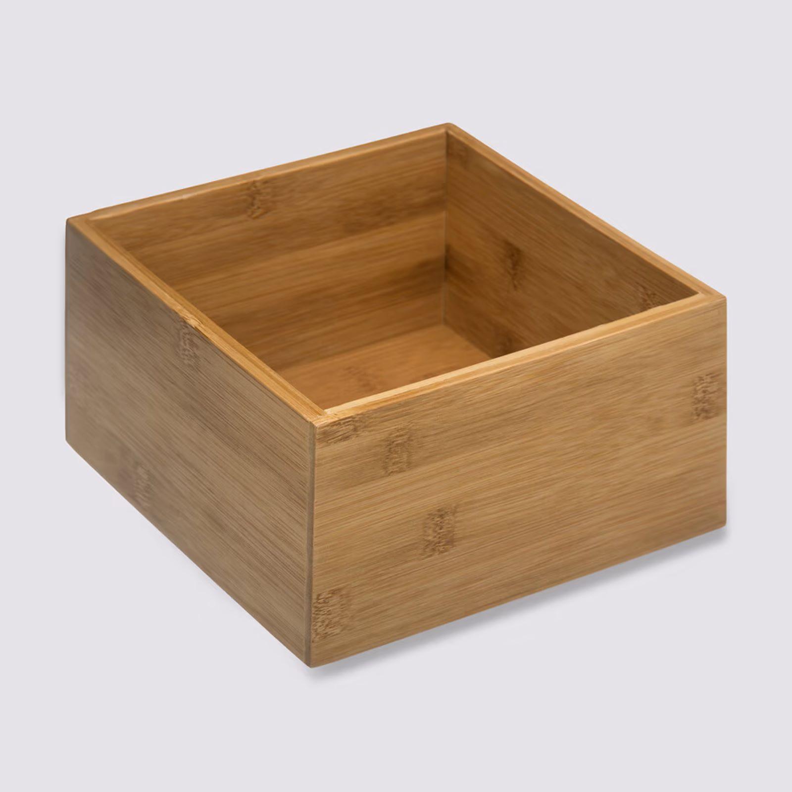 Organizer per cassetti da bagno, in bambù, nero, set di 5 portautensili da cucina in legno, impilabile per cassetti spazzatura, contenitori multiuso per casa, ufficio, abbigliamento, trucco, gioielli