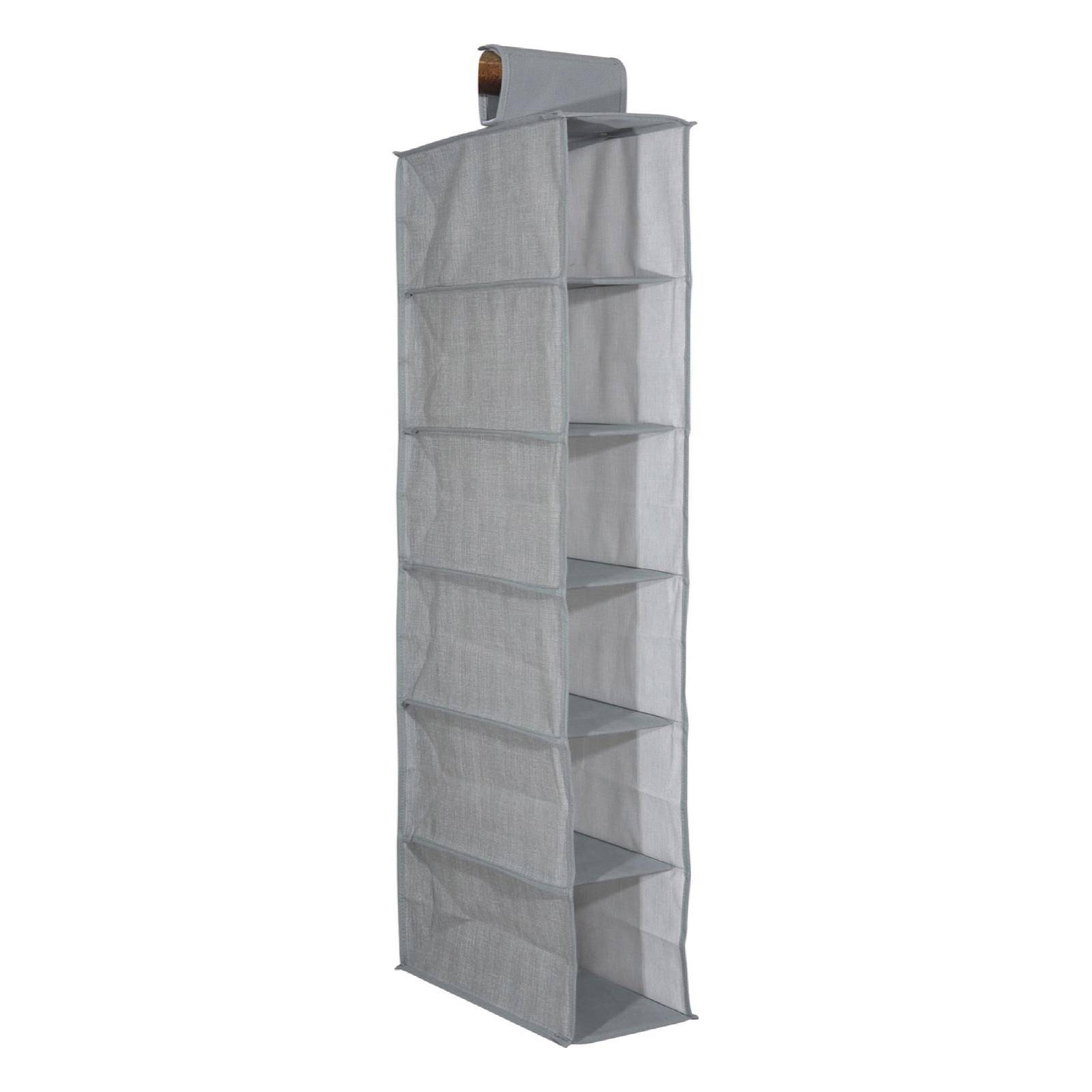 Organizzatore armadio con 6 ripiani profondità 15 cm tessuto grigio