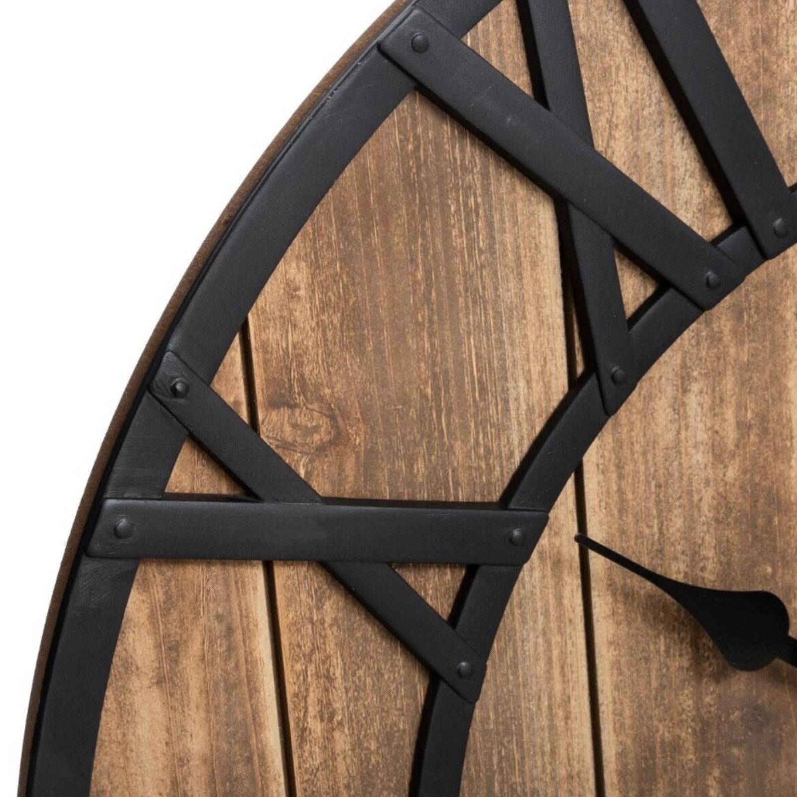 Orologio da parete grande di legno e metallo Vintage Shabby Chic diametro 60  cm