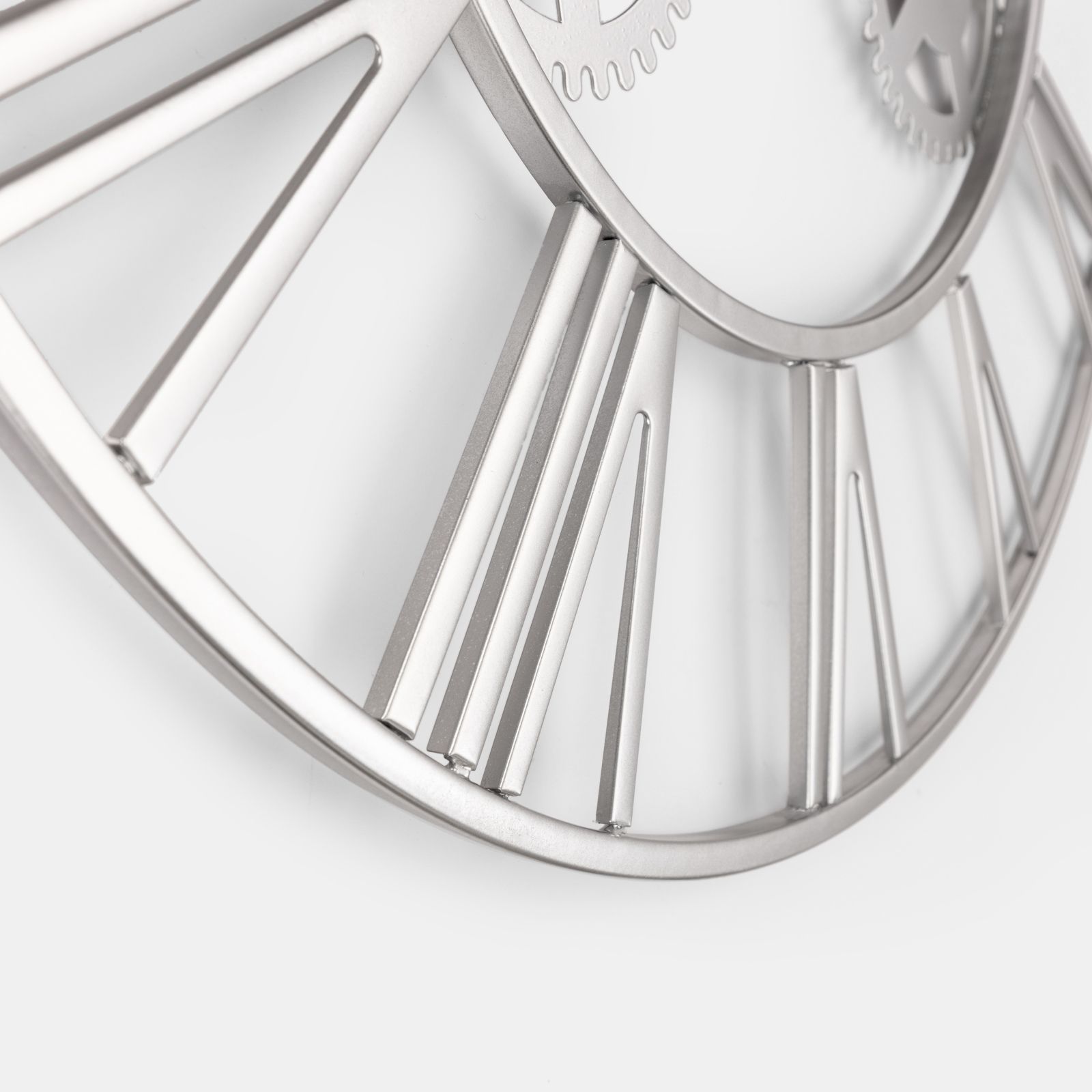 Orologio da parete Ø 60 cm in metallo finitura argento con ingranaggi