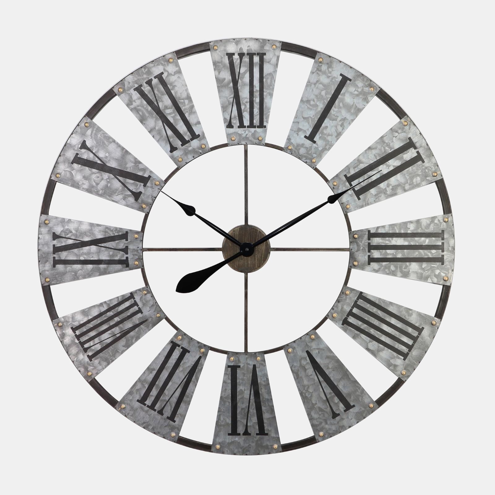 Orologio da parete industrial 80 cm in metallo nero e grigio