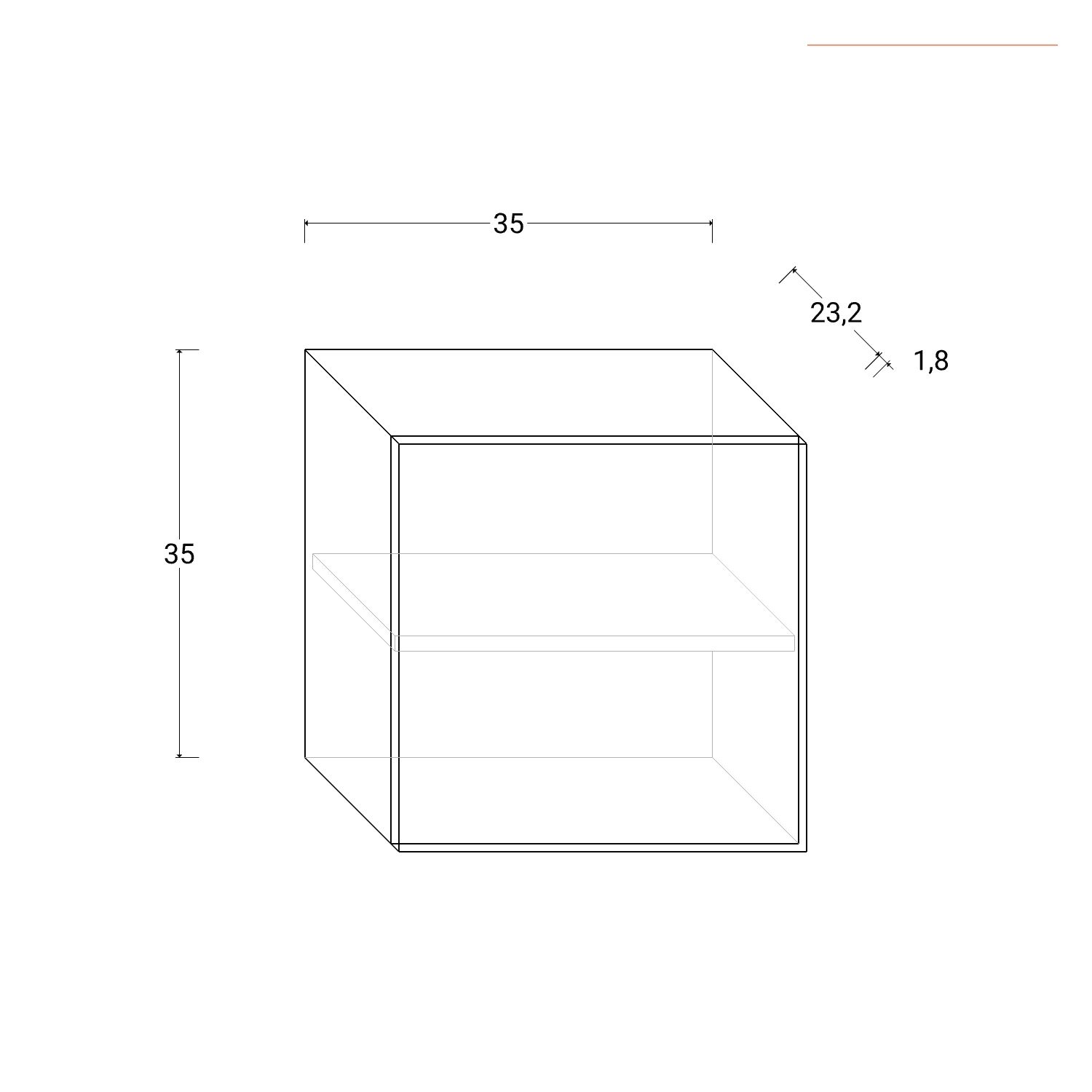 Pensile bagno 35x35 h cm con anta in legno rovere bianco - Plain