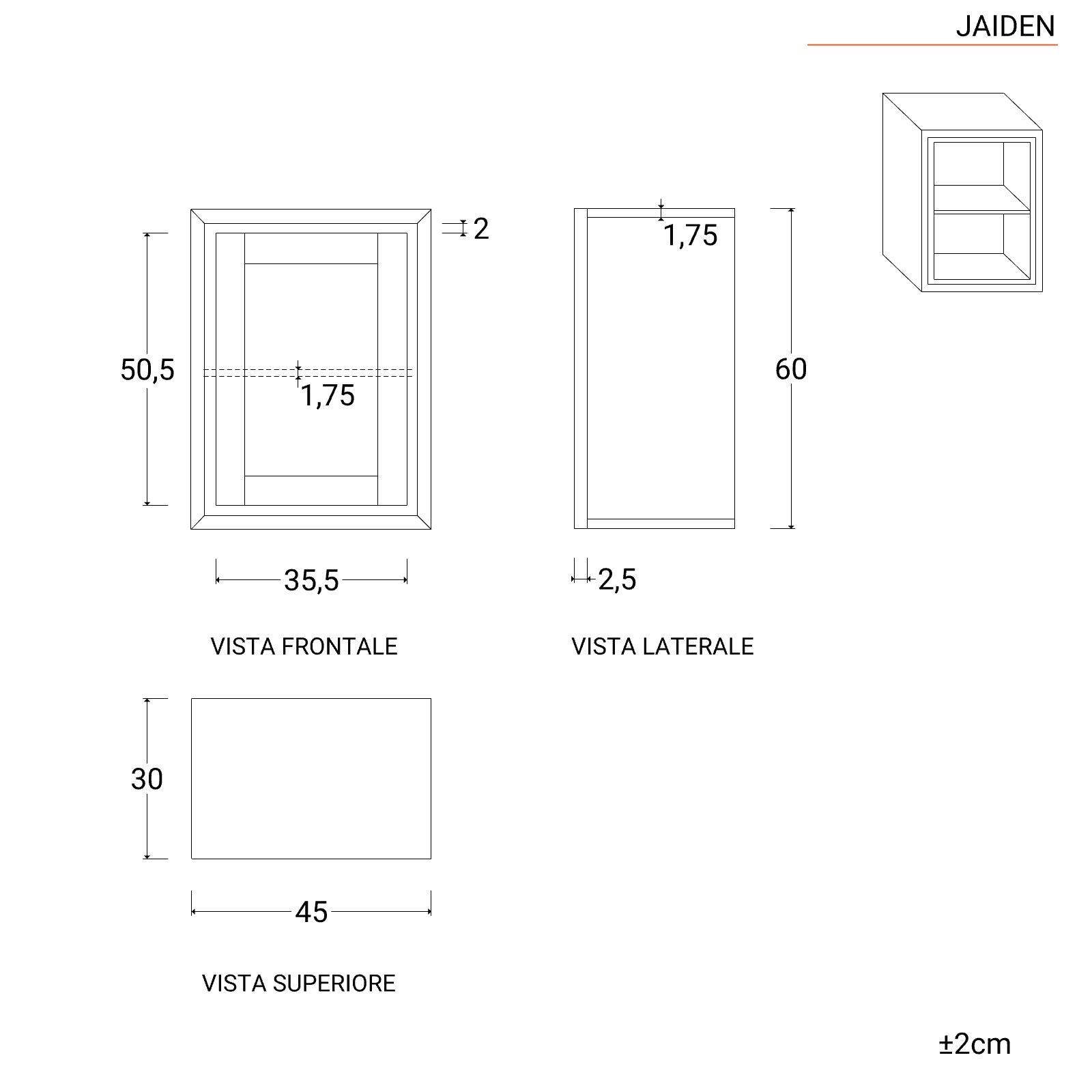 Pensile bagno 45 x 60 cm mango naturale - Jaiden