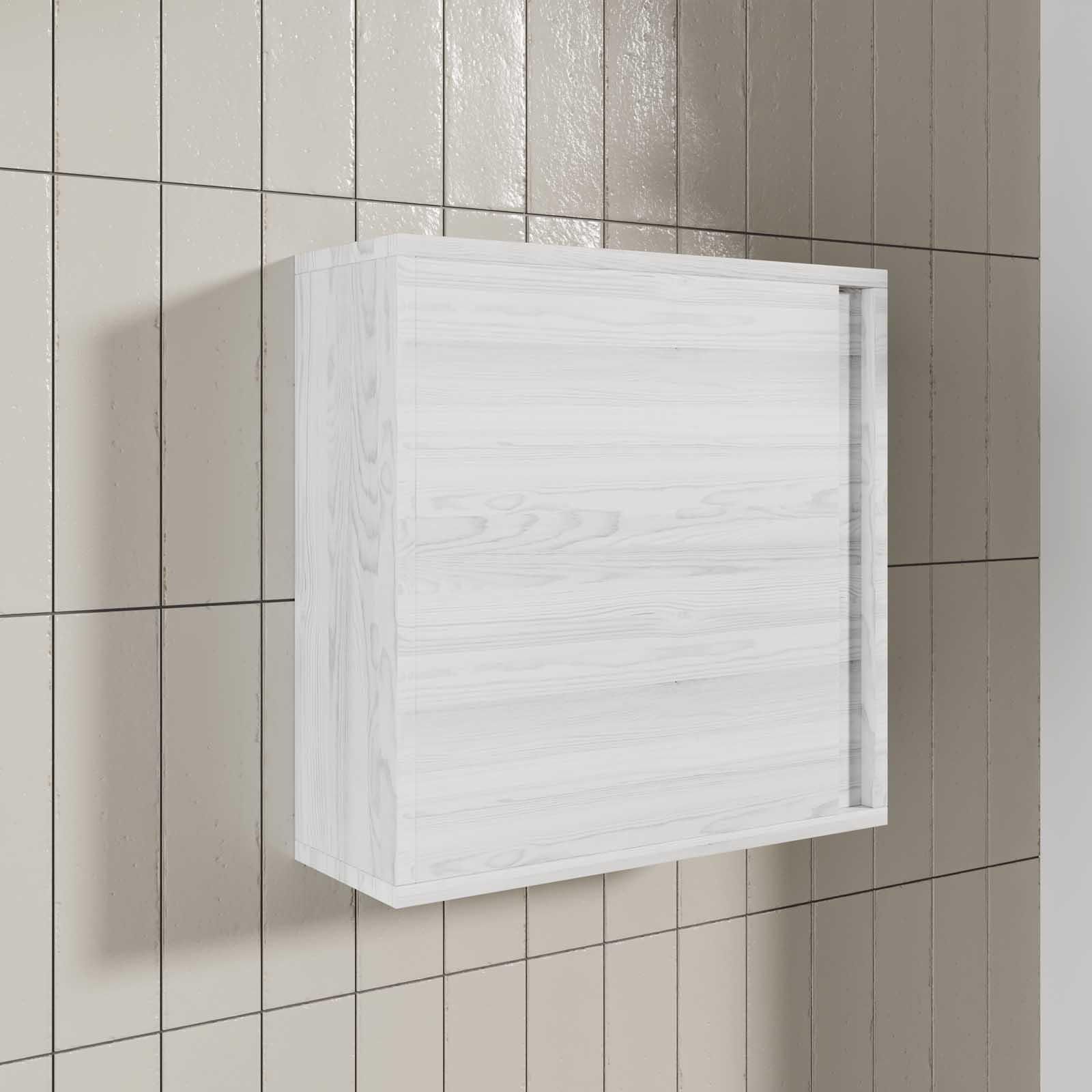 Pensile bagno 45x45 cm effetto legno bianco alaska installazione reversibile