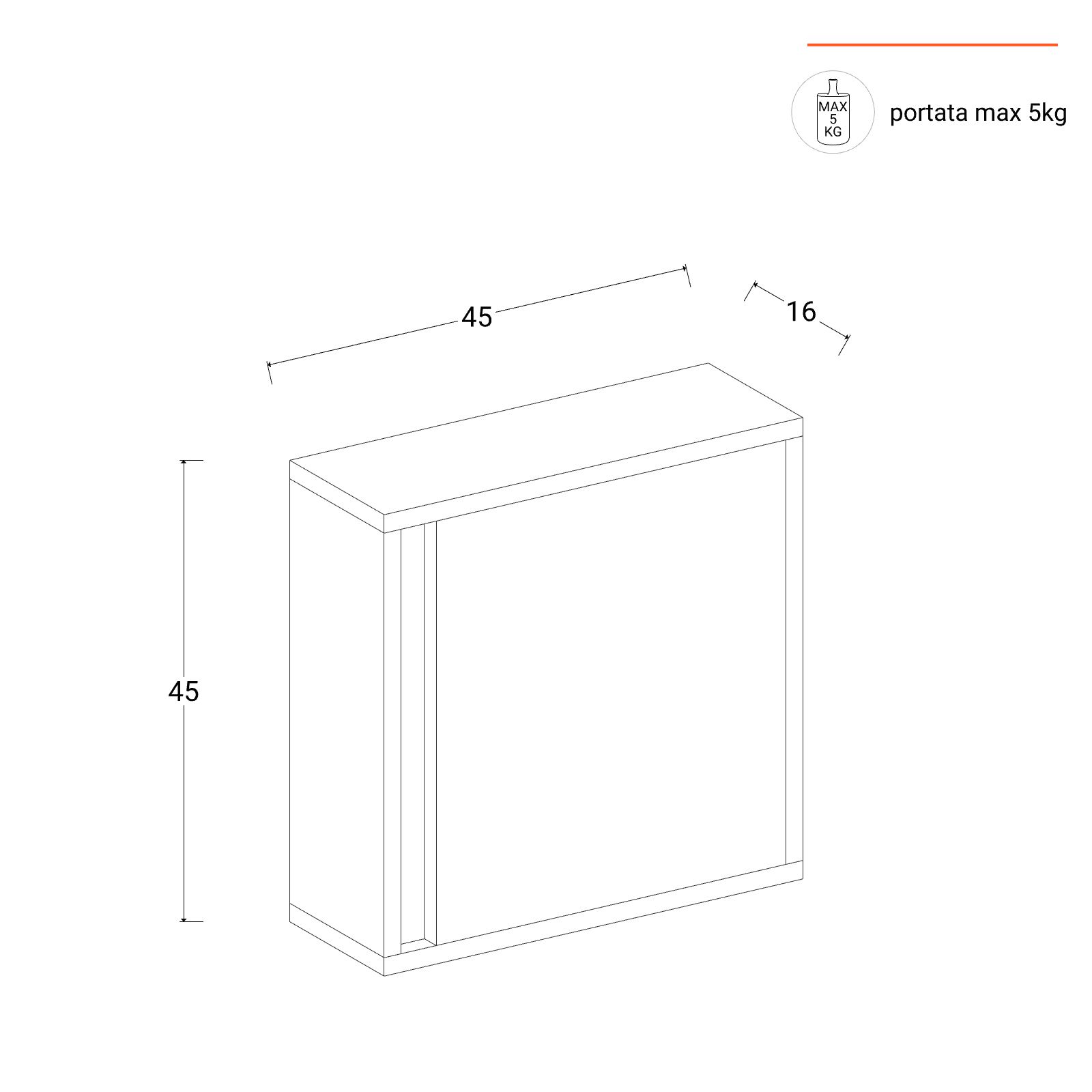 Pensile bagno 45x45 cm effetto legno bianco alaska installazione reversibile