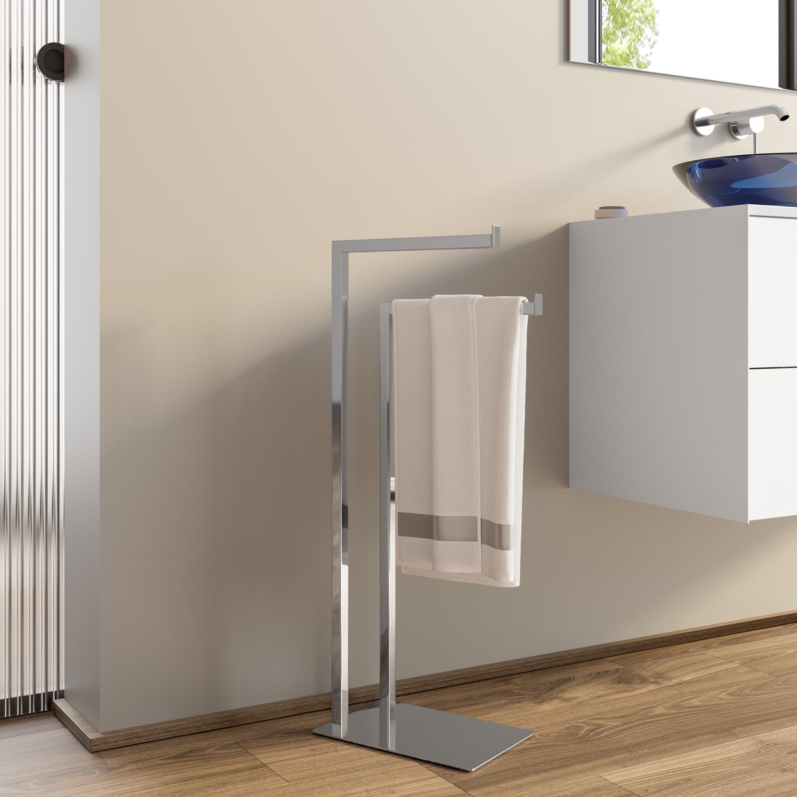 Porta Asciugamani Da Bagno Con 3 Braccia Girevoli - Acciaio Bianco Cromato