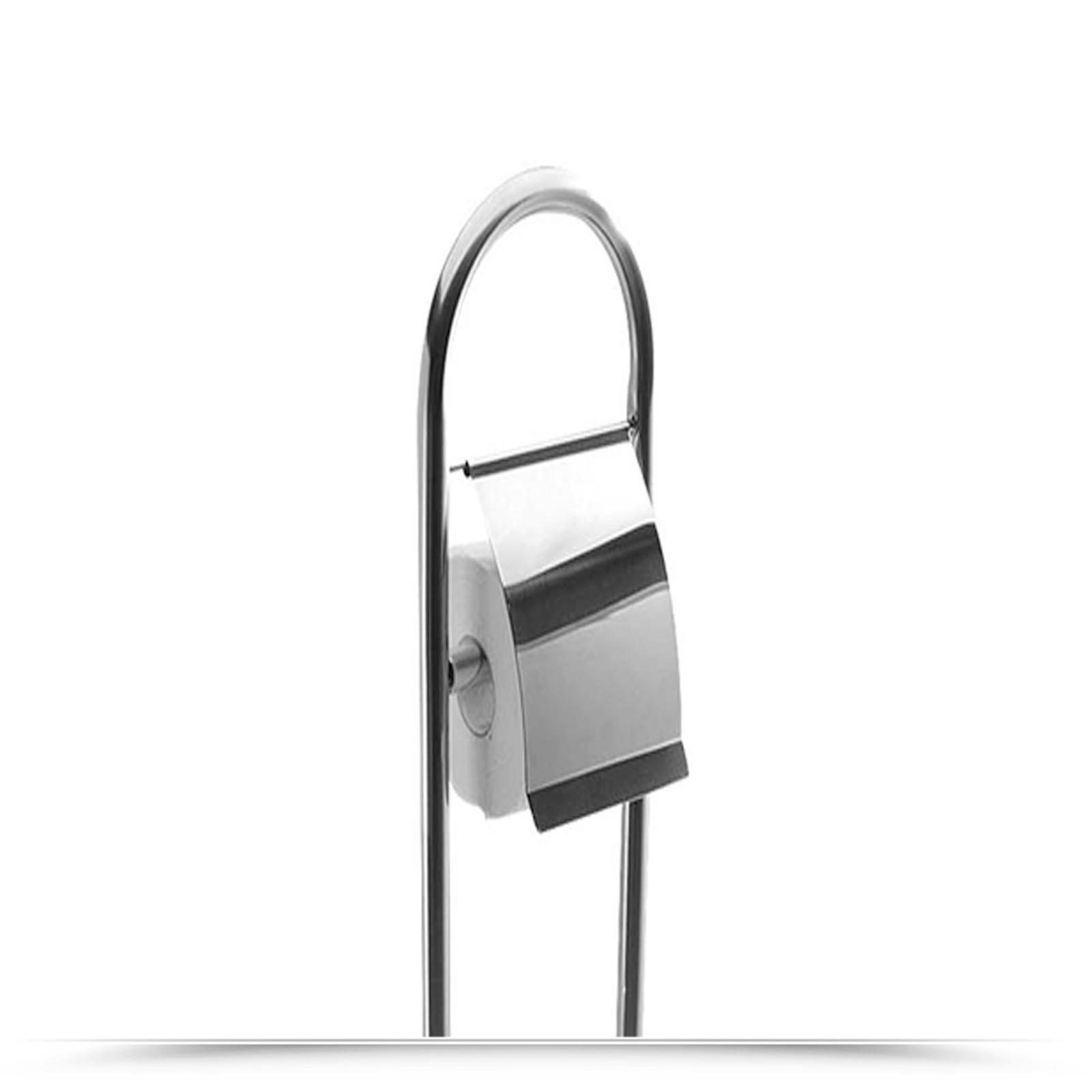 Portarotolo E Scopino WC 2 In 1 Wenko - Acciaio Inox Opaco, Salvaspazio