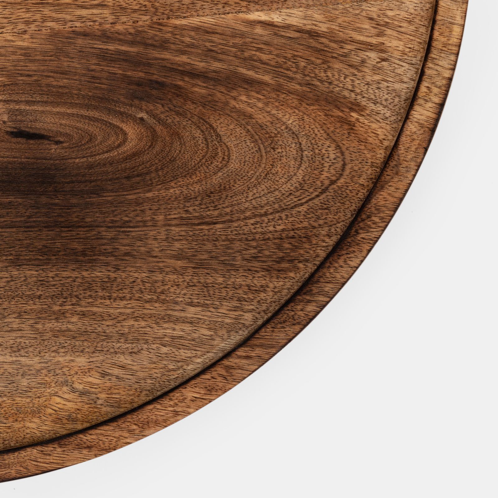 Piatto Portata Legno Mango 33cm - Con Bordi Corteccia Per Pizza E Salumi