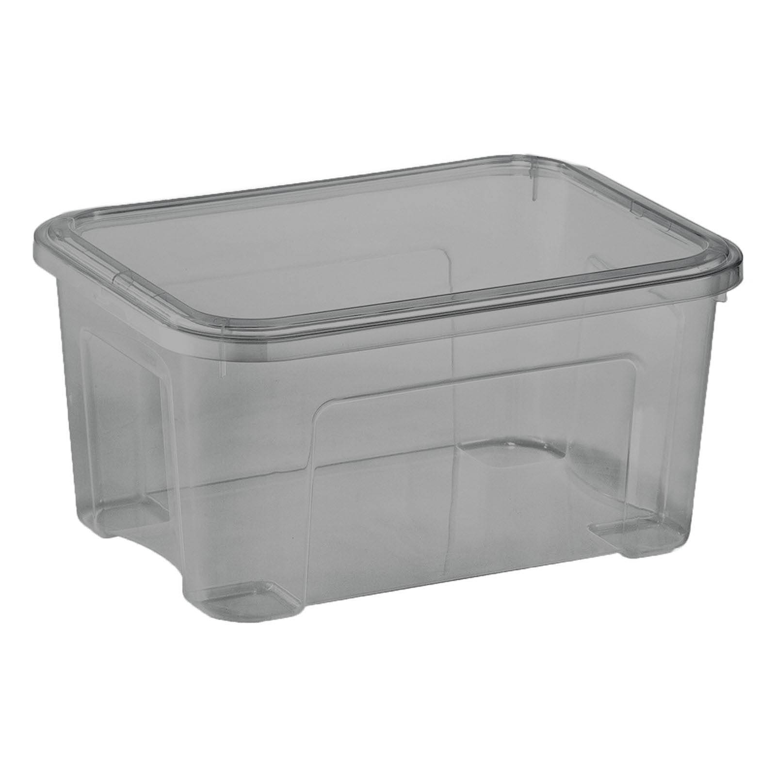 Piccolo box grigio trasparente 13 litri multiuso plastica coperchio a scatto