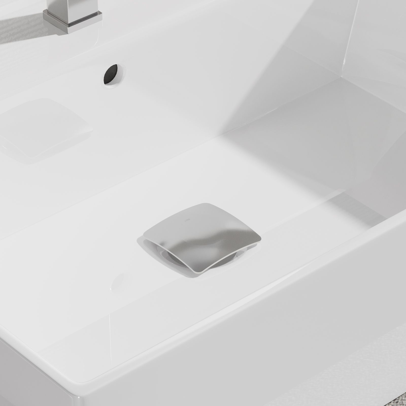 Piletta Lavabo Click Clack Quadrata H90mm Senza Troppo Pieno Cromo