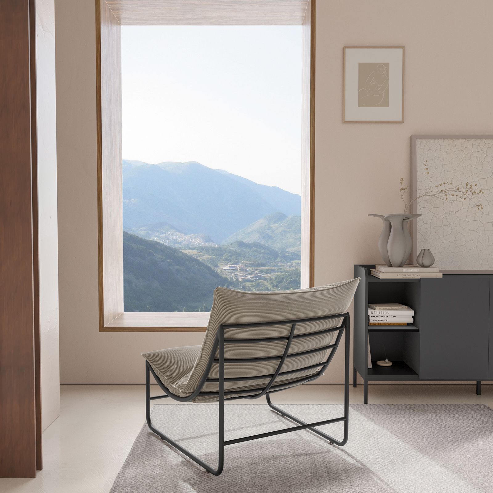 Poltrona Relax In Velluto Crema Con Poggiapiedi - Design Moderno Con Tasca Laterale - 75x70x104 Cm