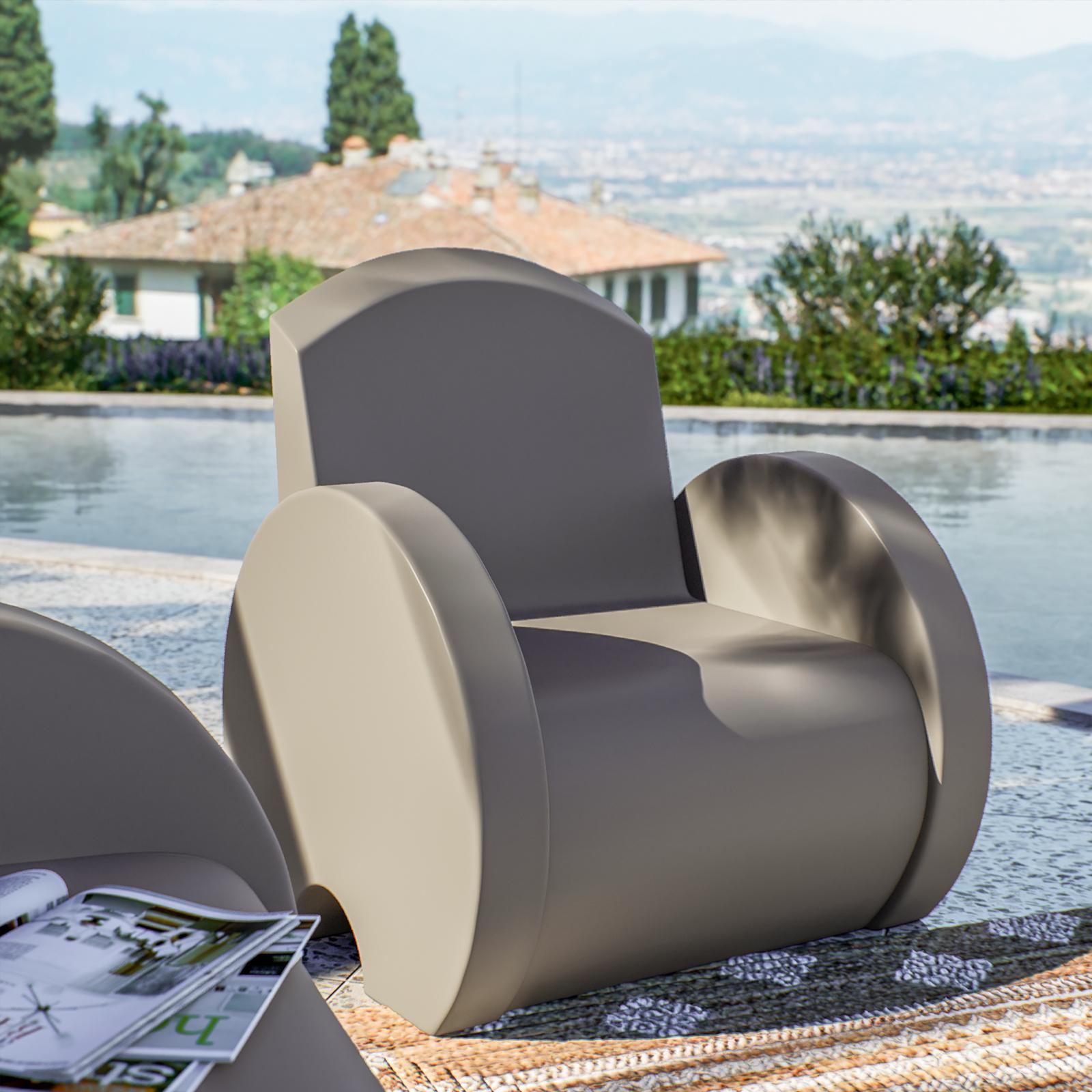 Poltrona da esterno 95x77 cm in polietilene tortora