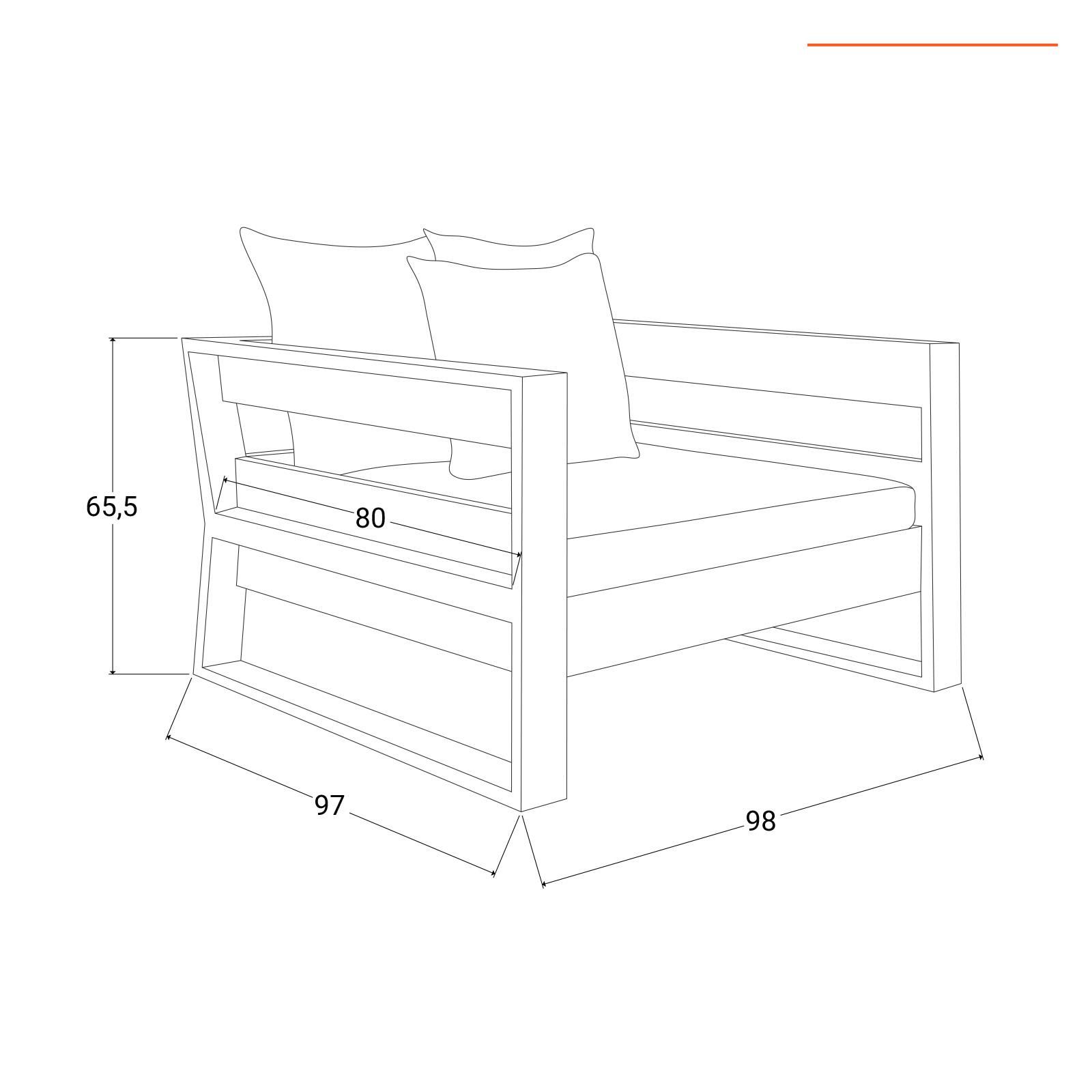 Poltrona da giardino in legno teak con cuscini antracite - Cairo