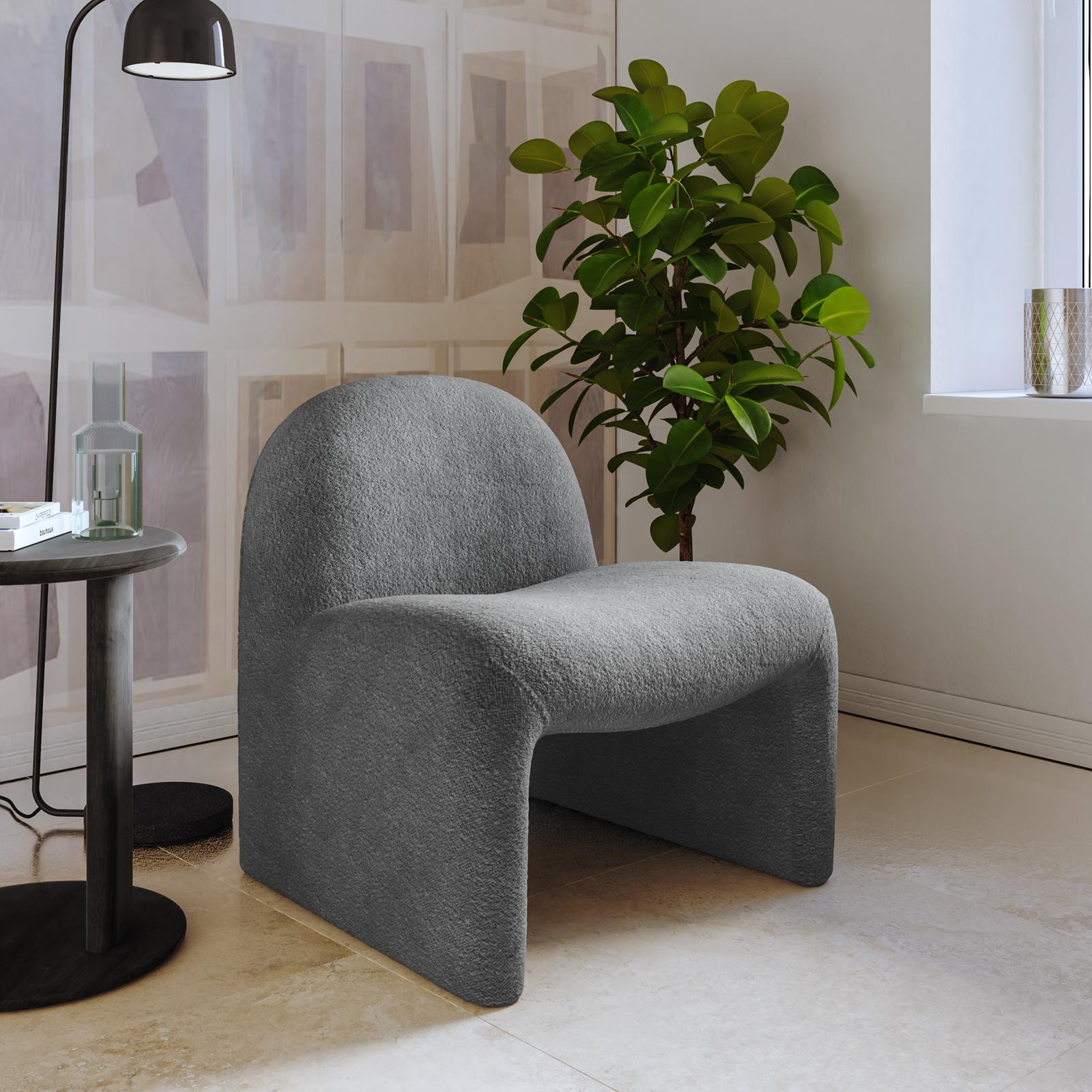 Poltrona dal design moderno in bouclé carta da zucchero Niklam