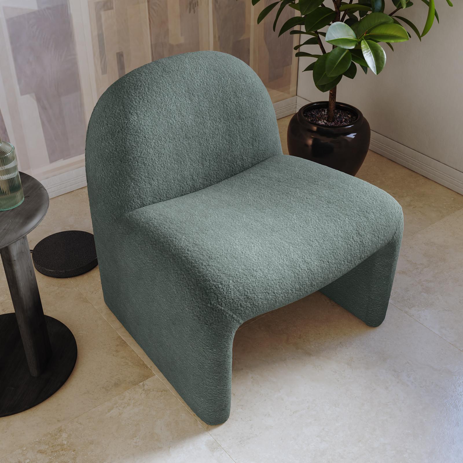 Poltrona dal design moderno in bouclé carta da zucchero Niklam