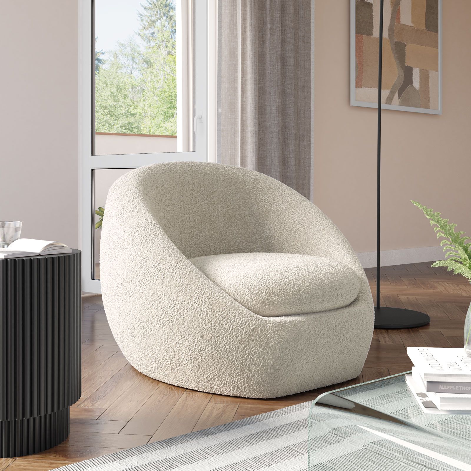 Poltrona Girevole Poltrona Boucle Poltrona Girevole Bouclè Grigia