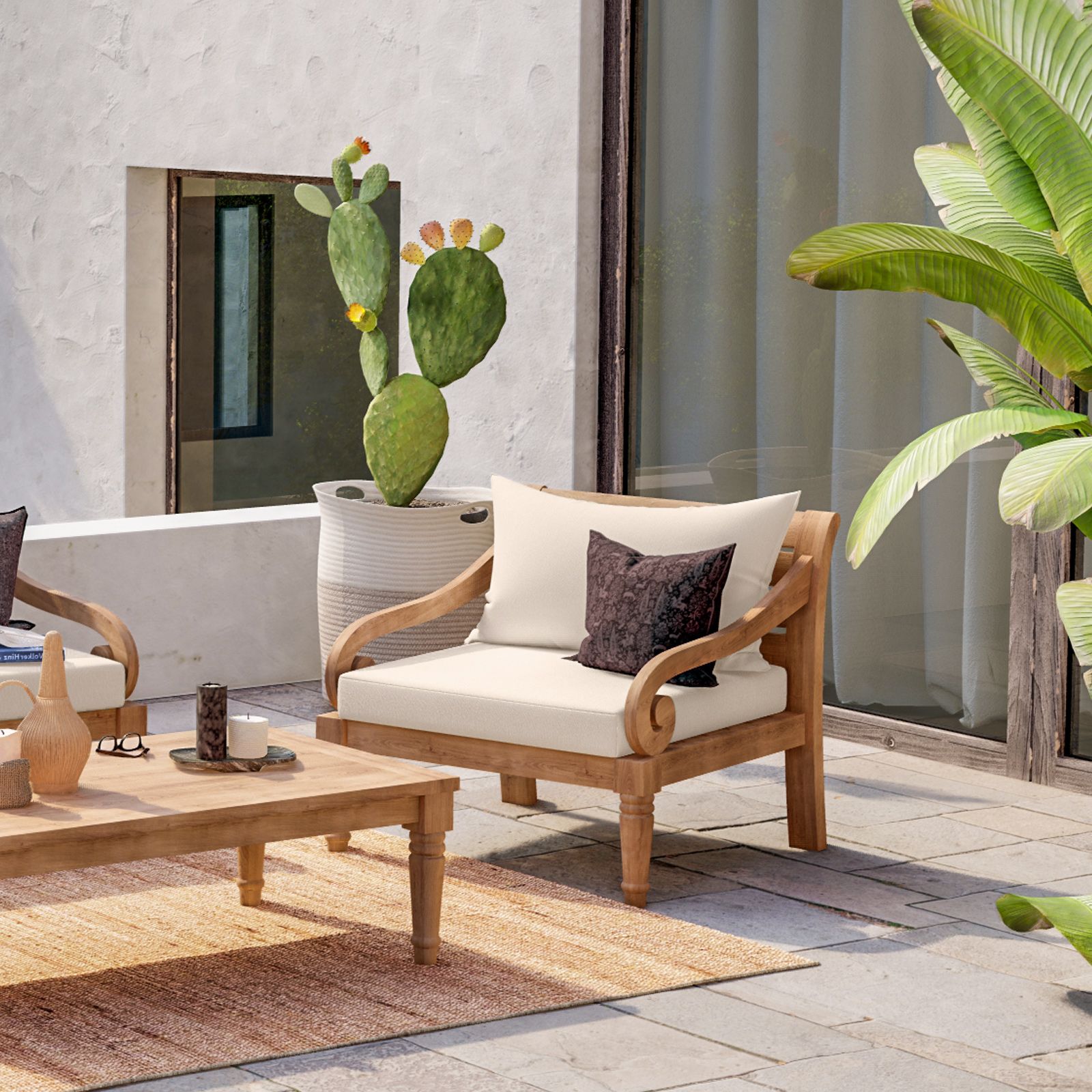 Vivereverde, Cuscino Poltrona Relax Living Panamacollection, lettino da  giardino legno teak, lettini da giardino padova