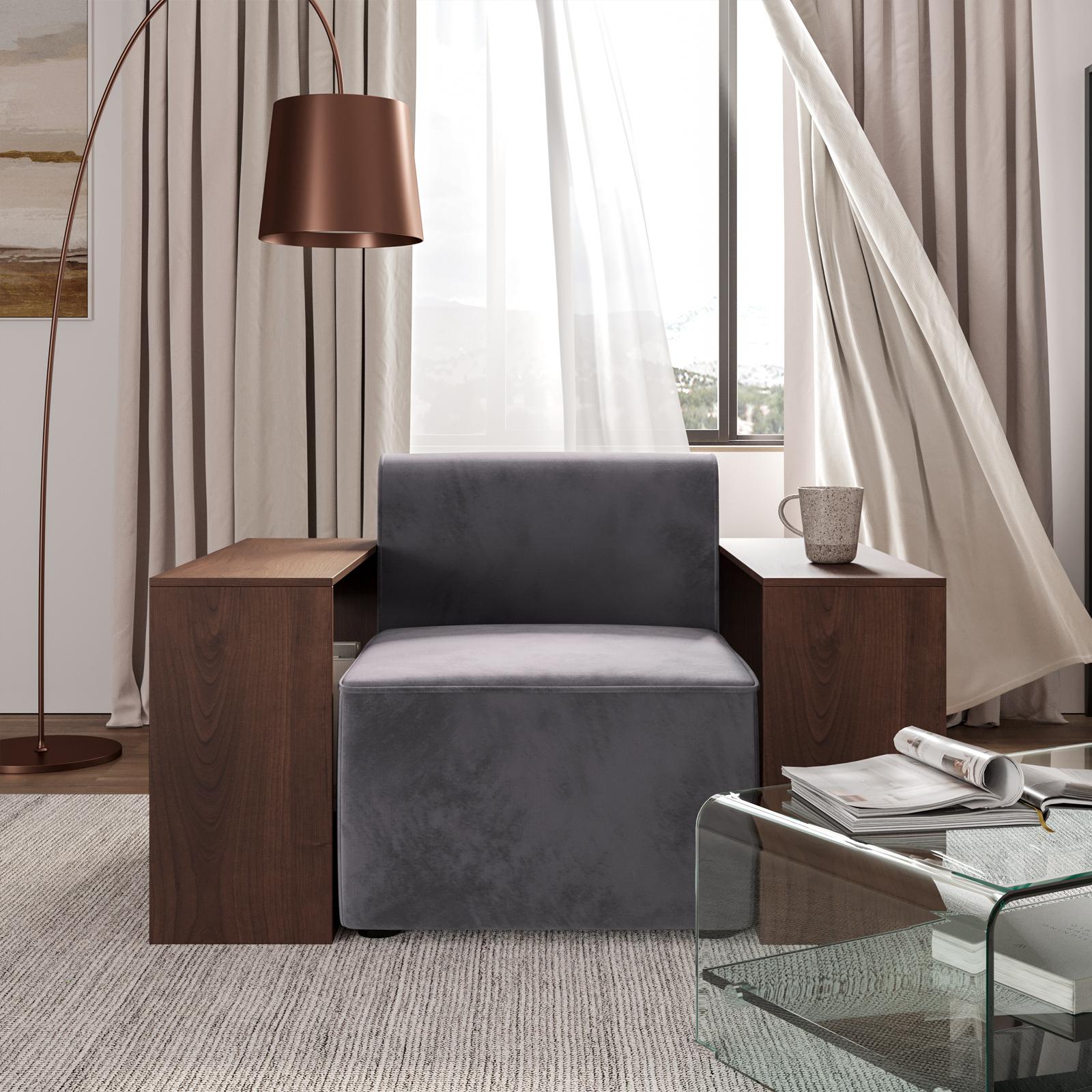 Poltrona Design CLP McCoy In Tessuto Grigio - Portata 160kg Per Soggiorno - Foto 6