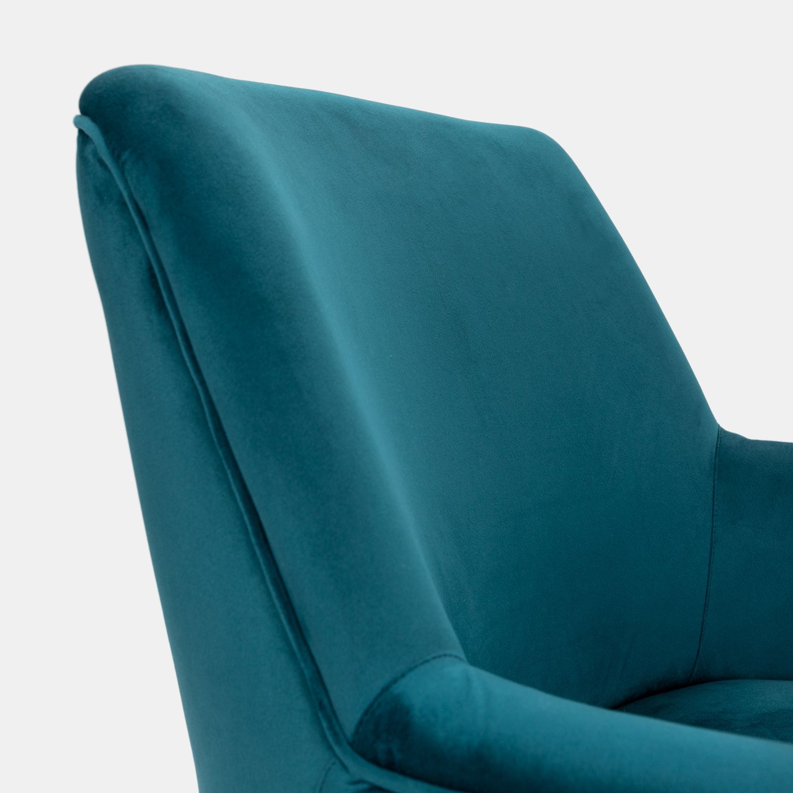 Poltronain velluto blu petrolio con gambe in legno - Elenor