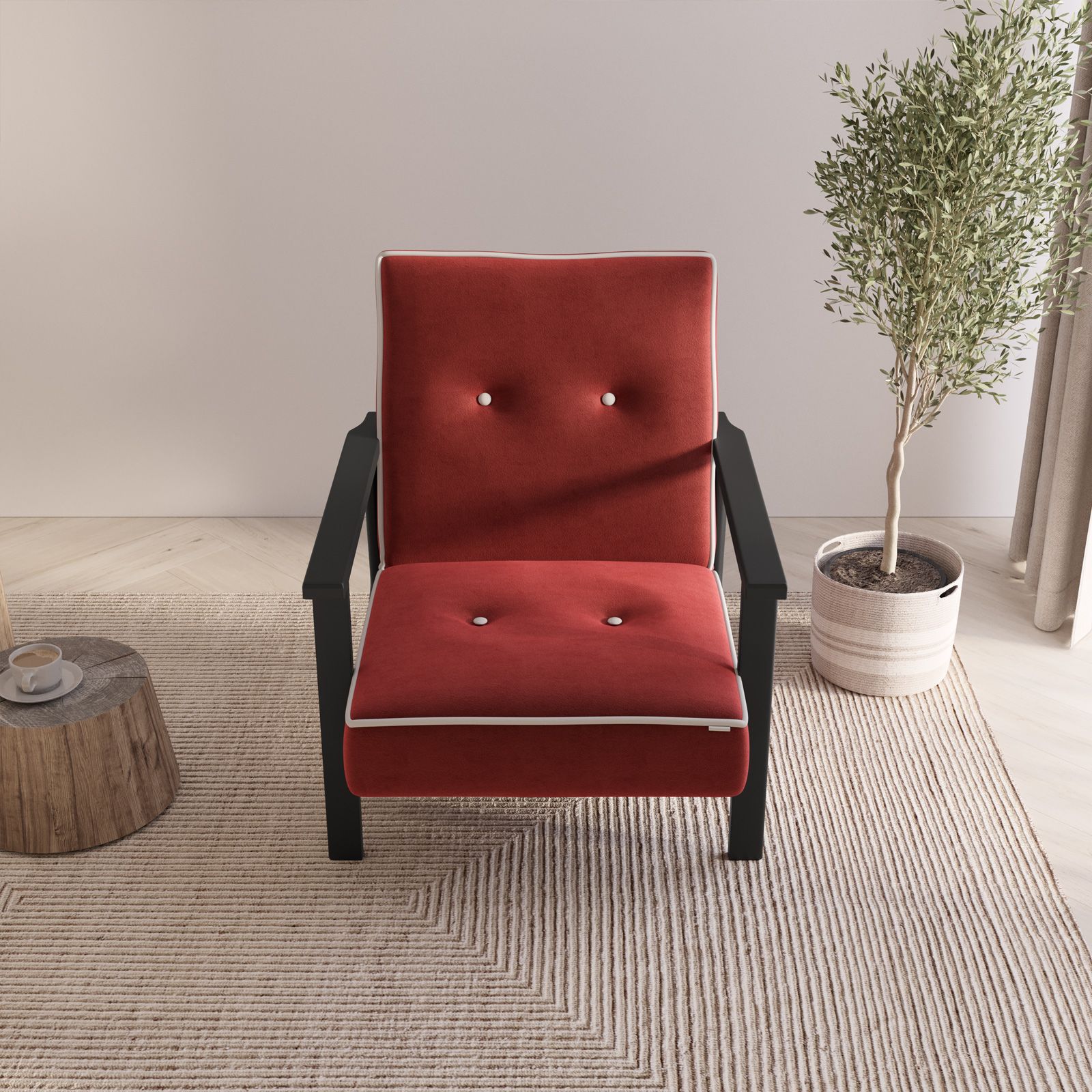 Poltrona reclinabile in tessuto rosso cardinale Luik