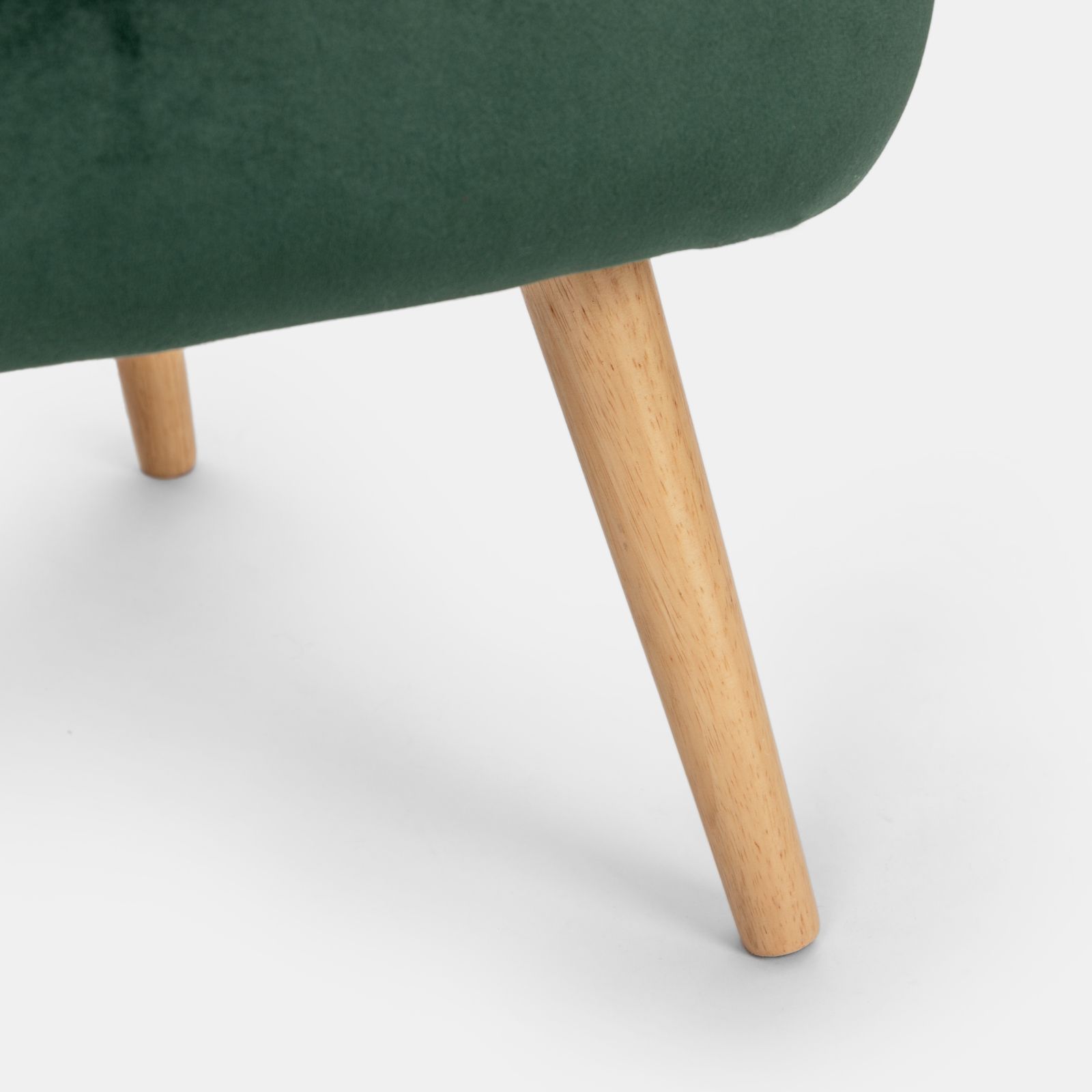 Poltrona con poggiapiedi - Rivestita in velluto - Stile Scandinavo - Huda  Verde - Velluto, Legno, Legno